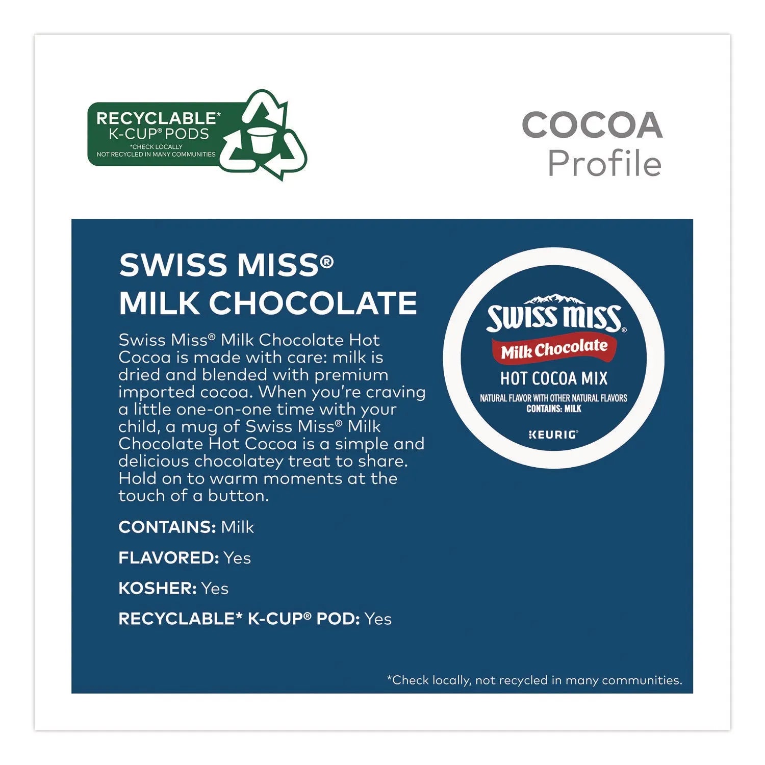 Swiss Miss® Milk Chocolate Hot Cocoa K-Cups, 0.65 oz, 44/Box