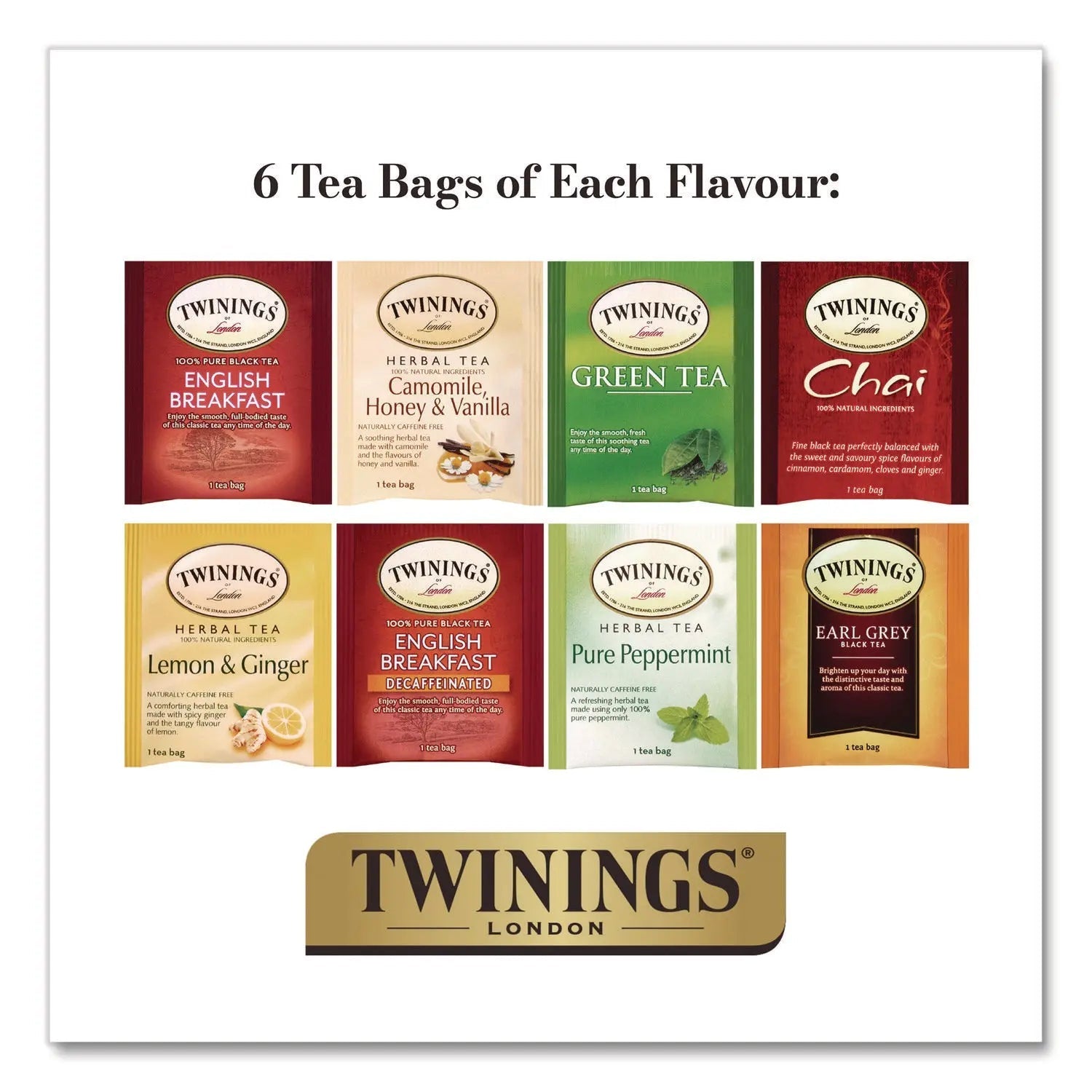 TWININGS® Classics Collection Assorted Tea Bags, 48/Box