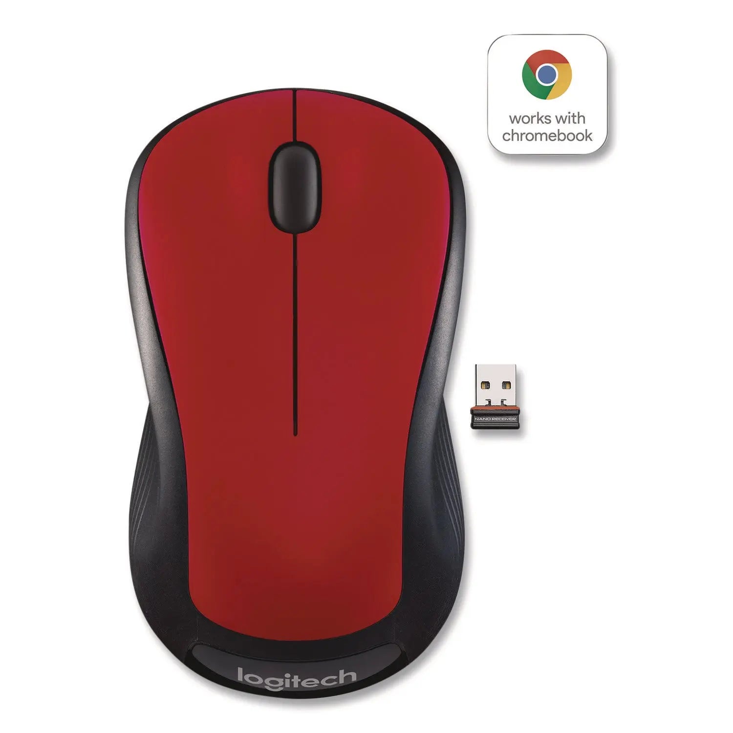 Logitech® M310 Wireless Mouse, 2.4 GHz Frequency/30 ft Wireless Range, Left/Right Hand Use, Flame Red Gloss