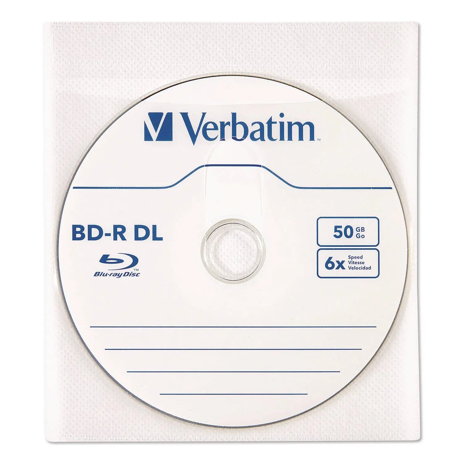 Verbatim® CD/DVD Sleeves, White, 50/Pack