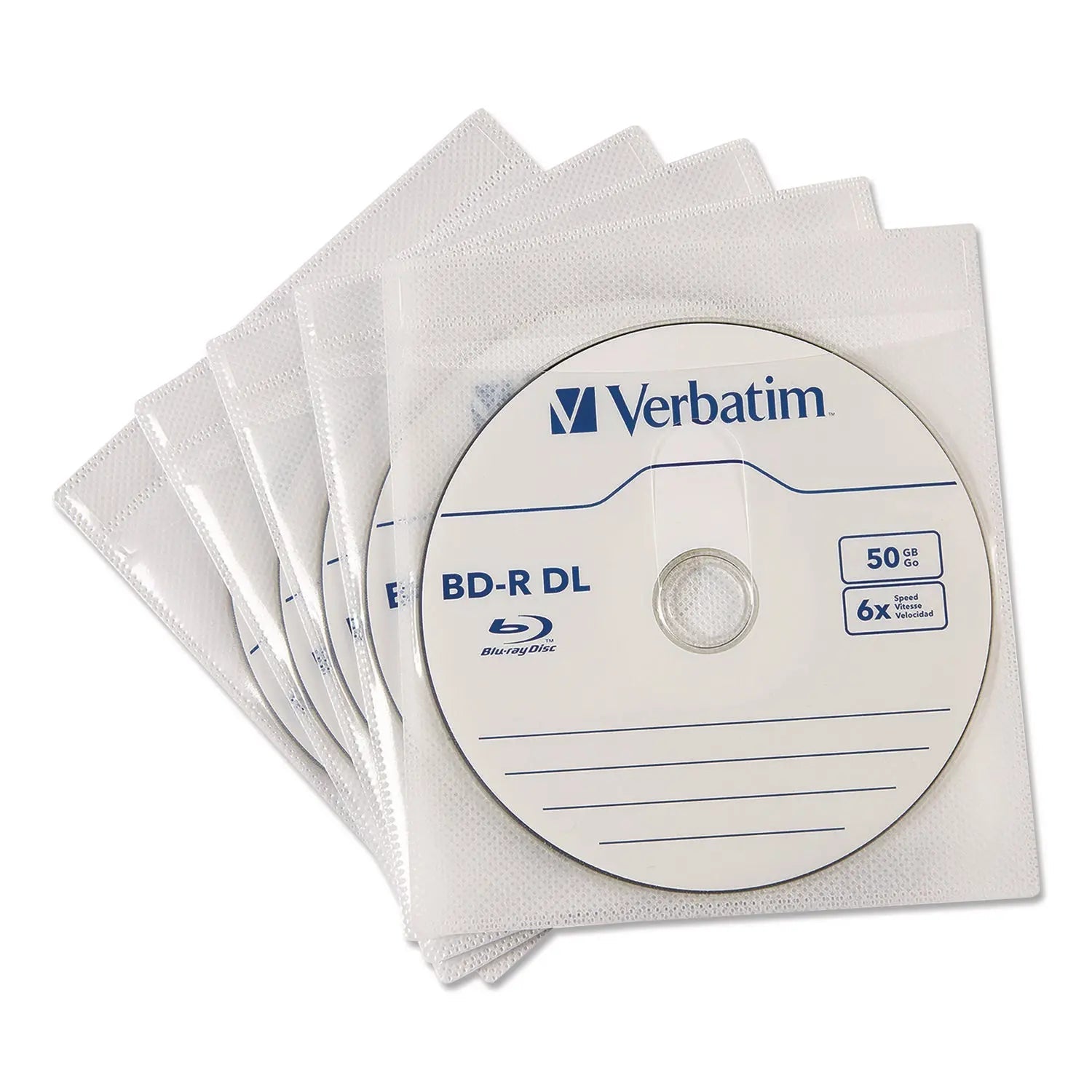 Verbatim® CD/DVD Sleeves, White, 50/Pack