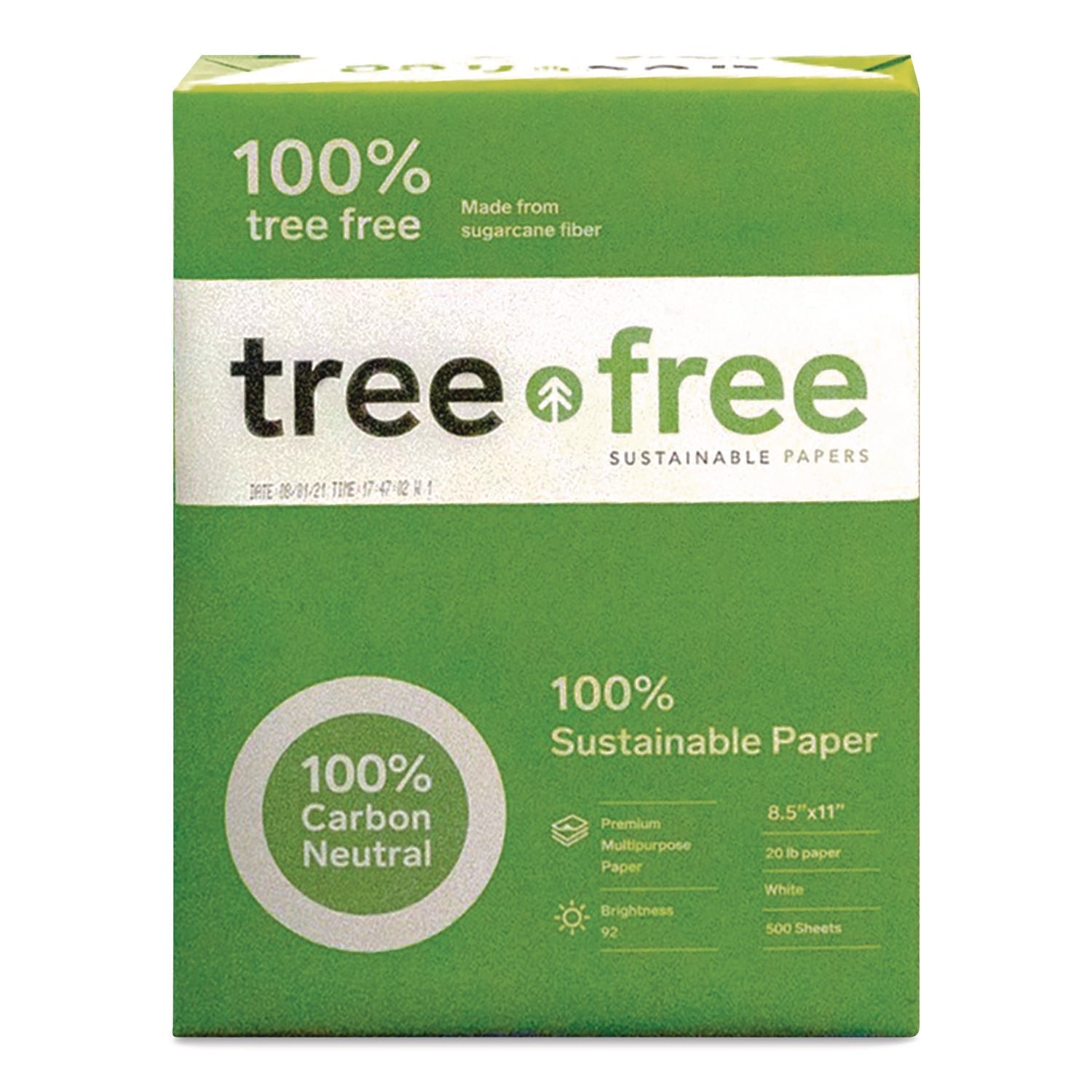 TreeZero™ TreeFree Multipurpose Paper, 92 Bright, 20 lb Bond Weight, 8.5 x 11, White, 500 Sheets/Ream, 10 Reams/Carton