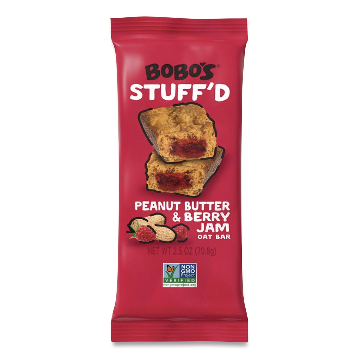 Bobo's Stuff'd Gluten-Free Peanut Butter and Berry Jam Oat Bar, 2.5 oz Bar, 12/Box - Bloom Skins