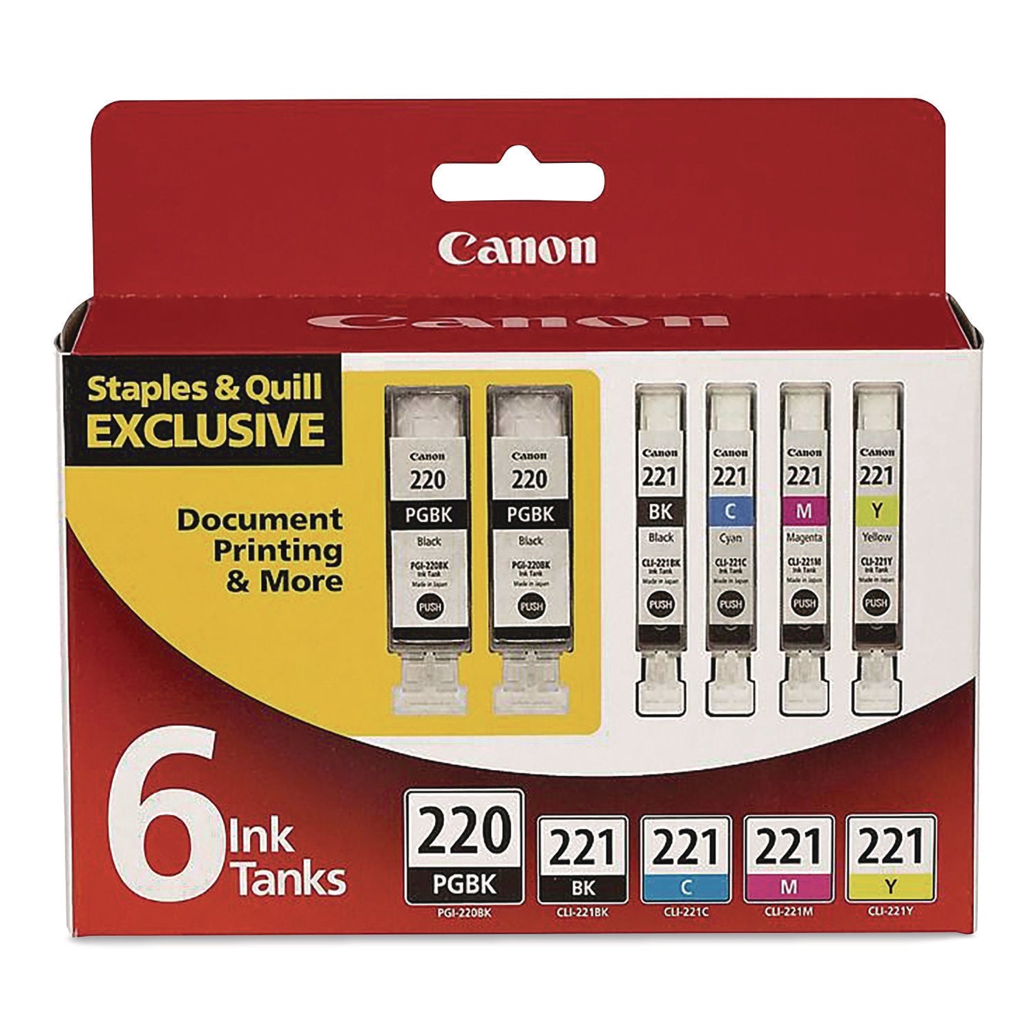 Canon® 956115 (PGI-220, PGI-221) Ink, 412 Page-Yield, (2) Black/Cyan/Magenta/Photo Black/Yellow, 6/Pack