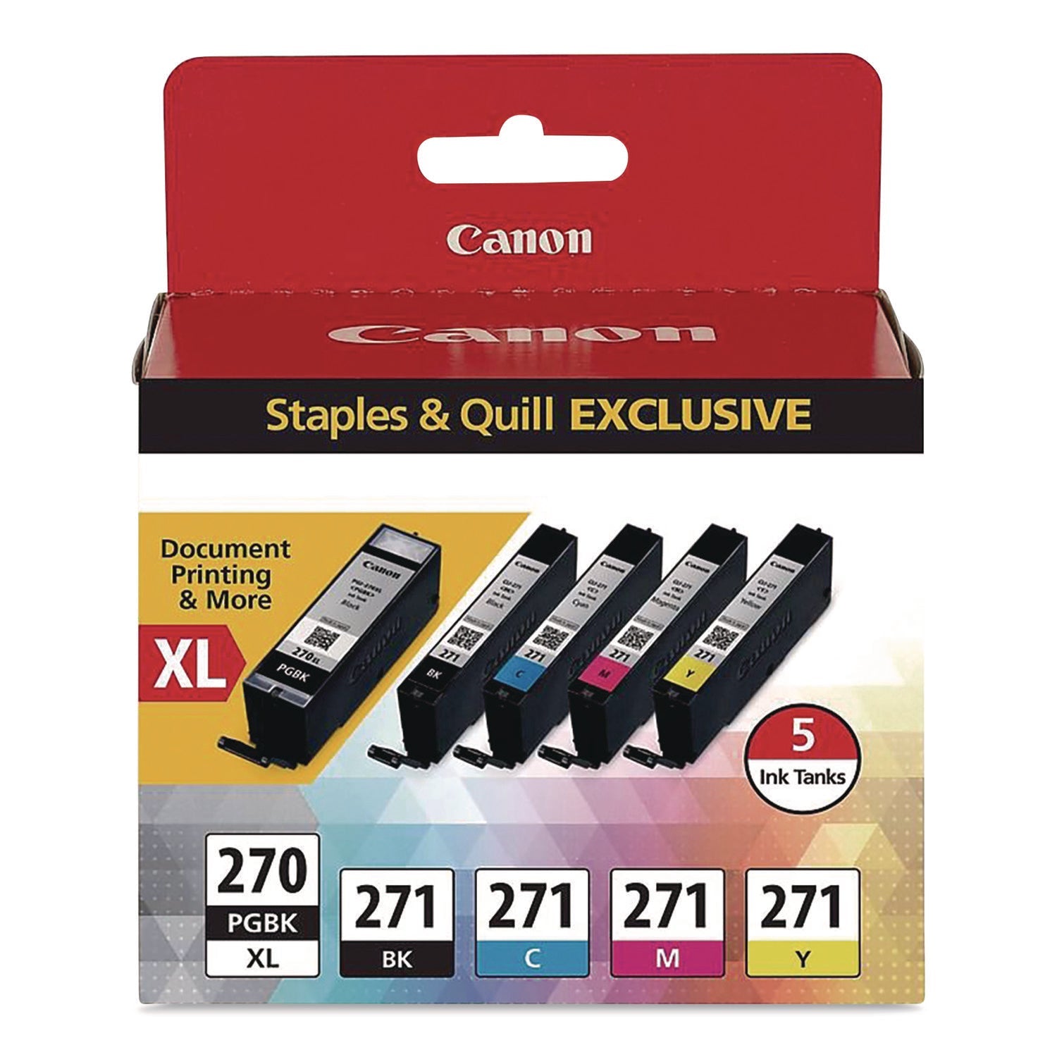 Canon® 1804229 (270, 271) Ink, Black/Cyan/Magenta/Photo Black/Yellow, 5/Pack