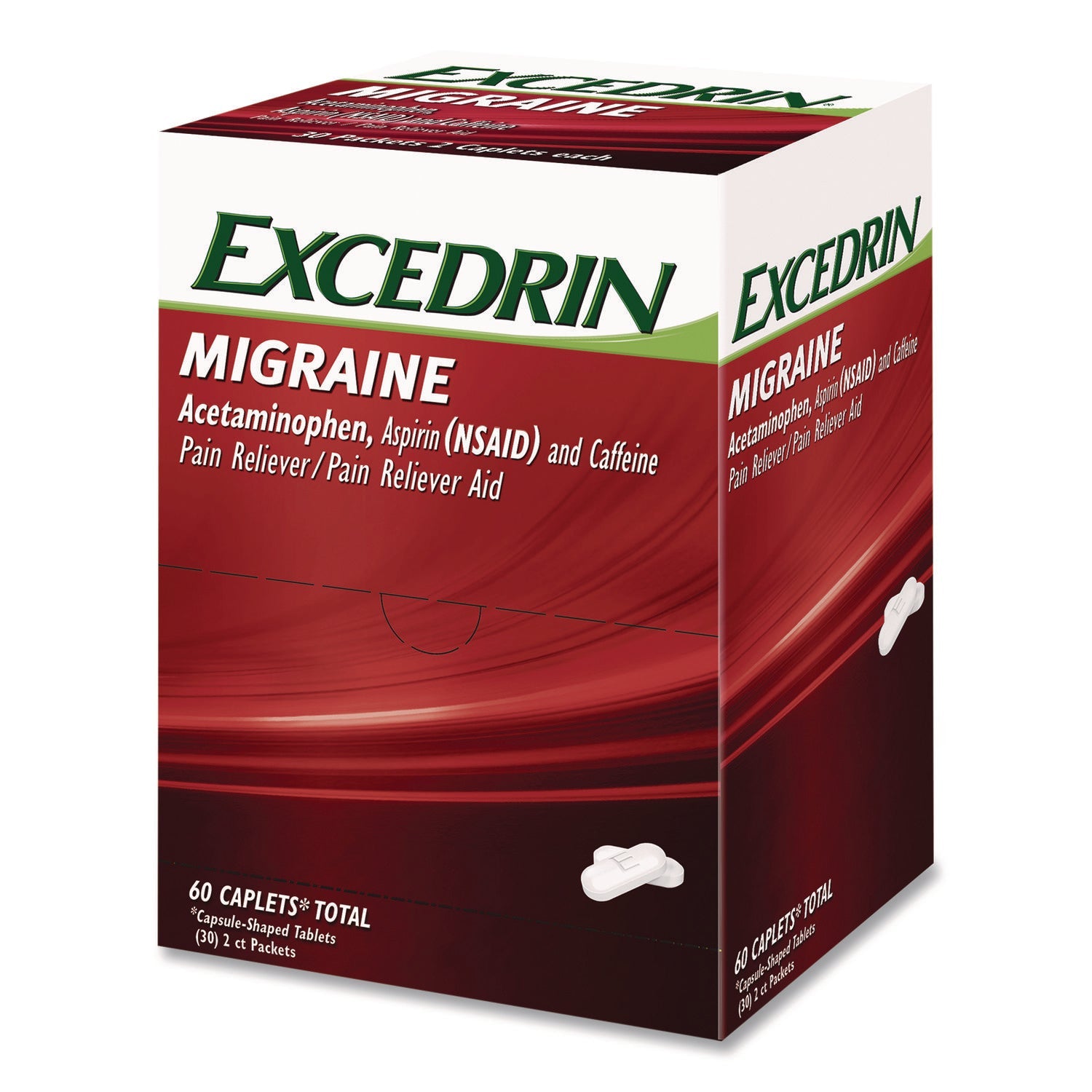 Excedrin® Migraine Caplets, 2 Tablets/Packet, 30 Packets/Box