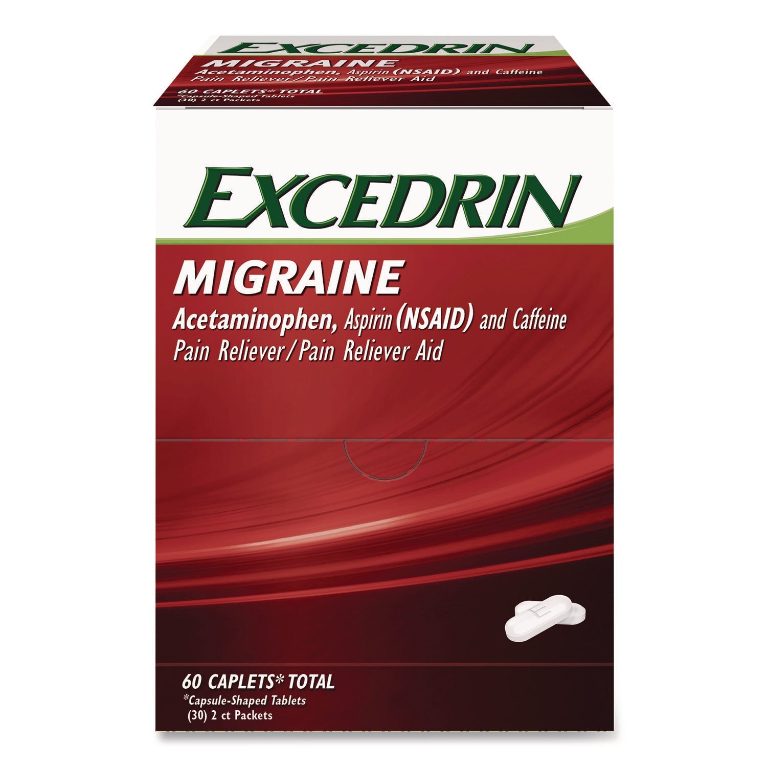 Excedrin® Migraine Caplets, 2 Tablets/Packet, 30 Packets/Box