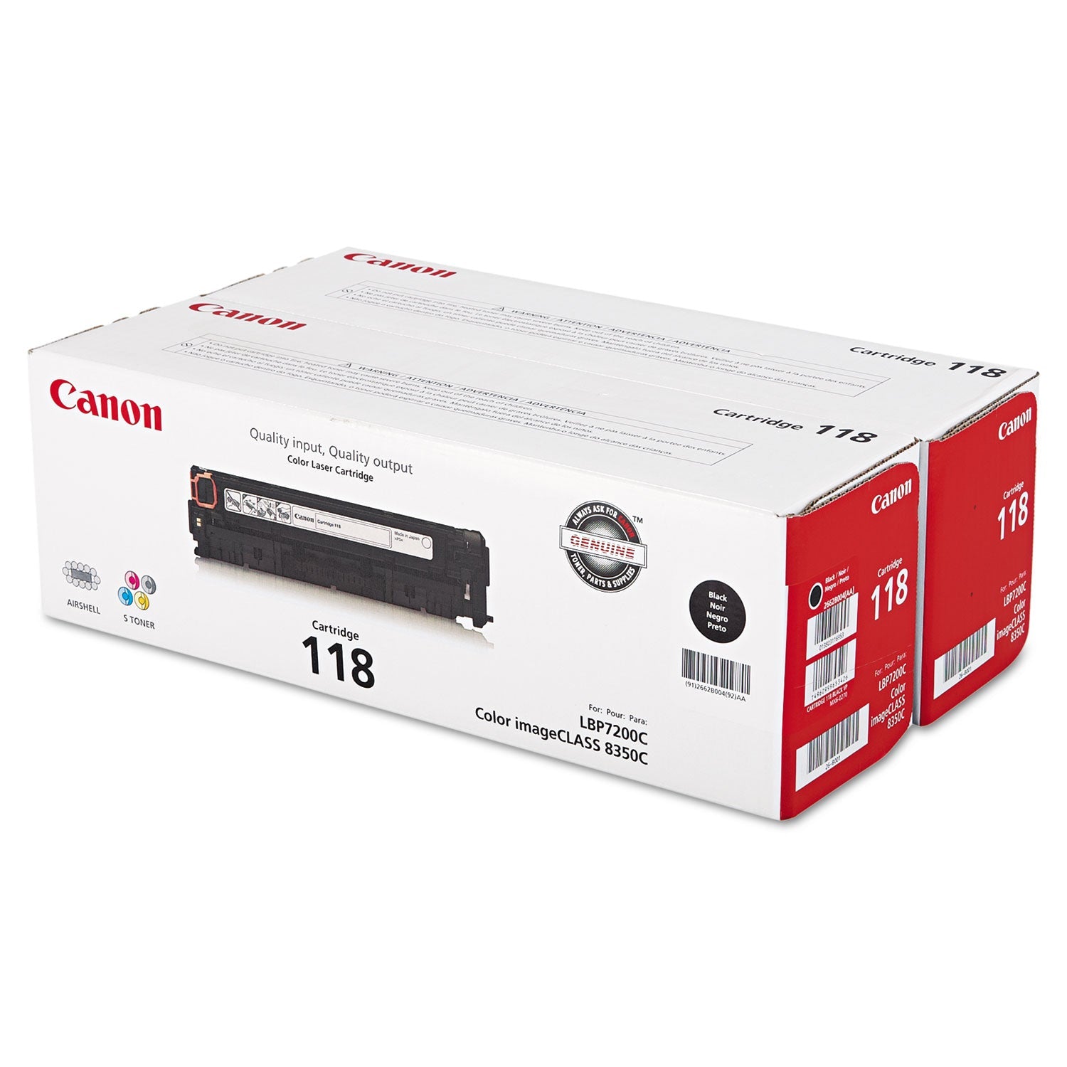 Canon® 2662b004 (118) Toner, 3,400 Page-Yield, Black, 2/pack