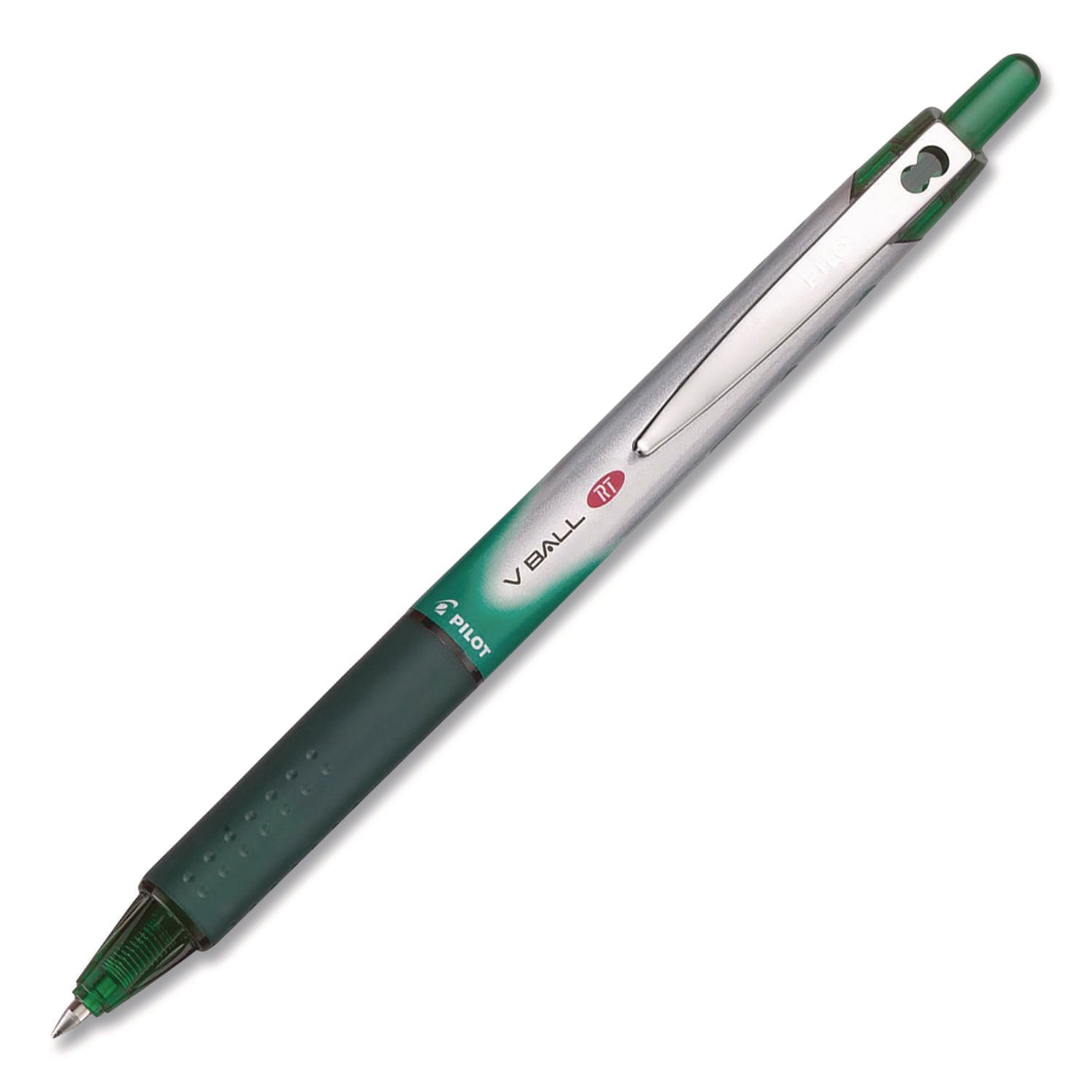 Pilot® VBall RT Liquid Ink Rollerball Pen, Retractable, Fine 0.7 mm, Green Ink, Green/White Barrel - Bloom Skins