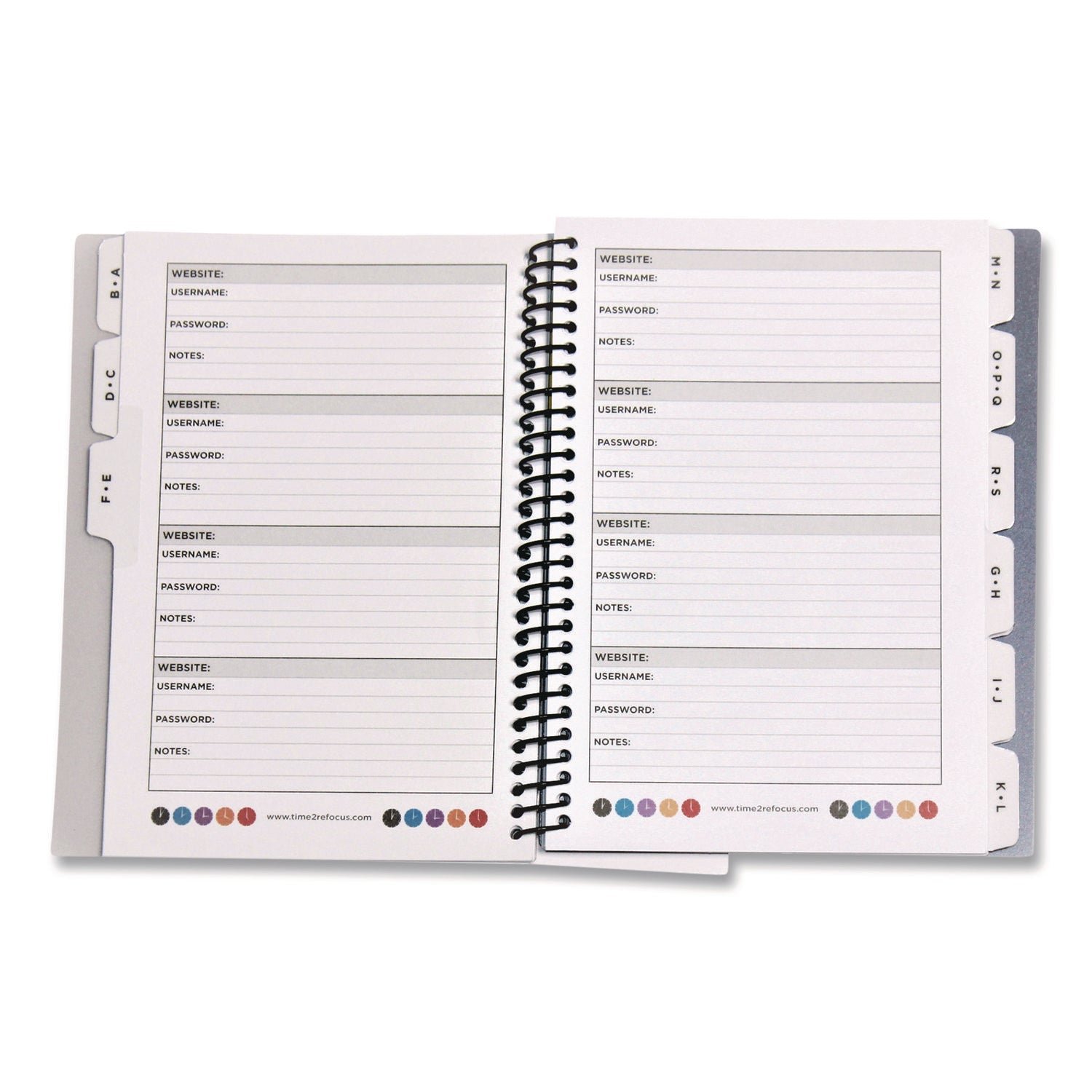 RE-Focus The Creative Office Small/Mini Password Log Book, 480 Total Entries, 4 Entries/Page, Black Plastic Cover, (60) 7 x 5.5 Sheets
