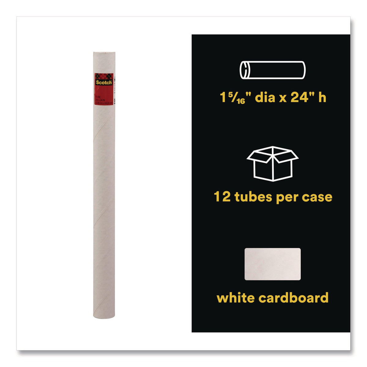 Scotch™ Mailing Tube, 24" Long, 2" Diameter, White, 12/Carton - Bloom Skins