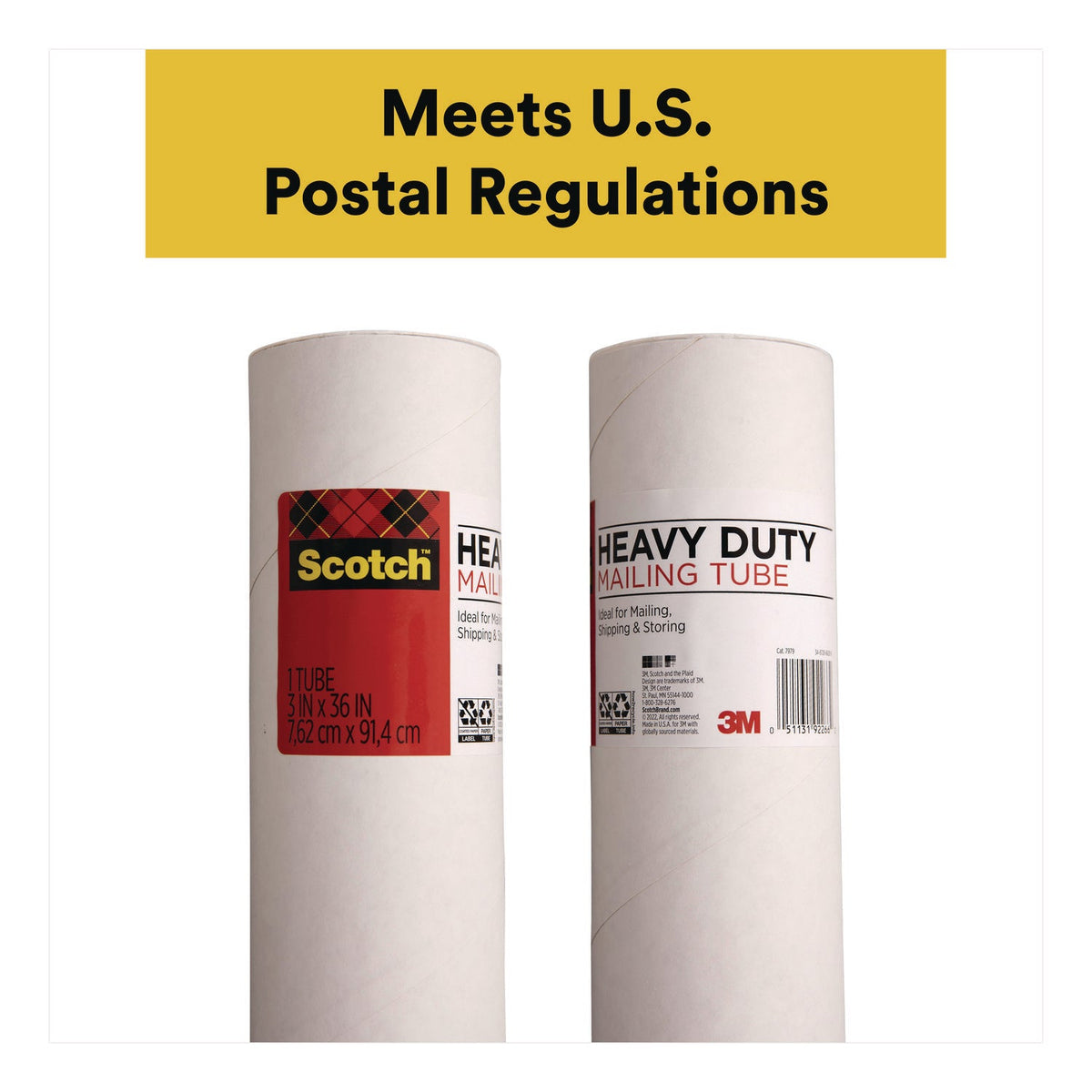 Scotch™ Mailing Tube, 36" Long, 3" Diameter, White, 12/Carton - Bloom Skins