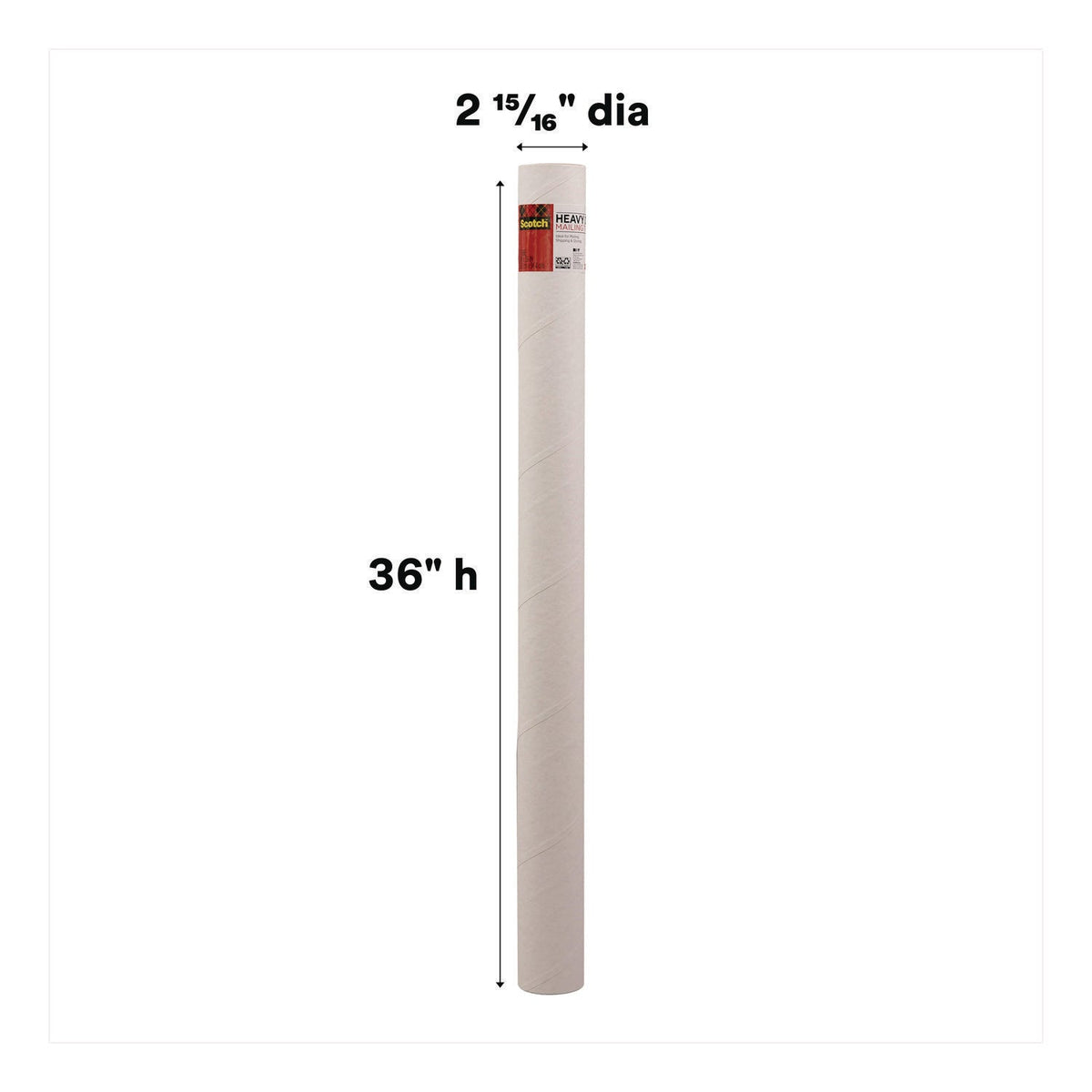 Scotch™ Mailing Tube, 36" Long, 3" Diameter, White, 12/Carton - Bloom Skins