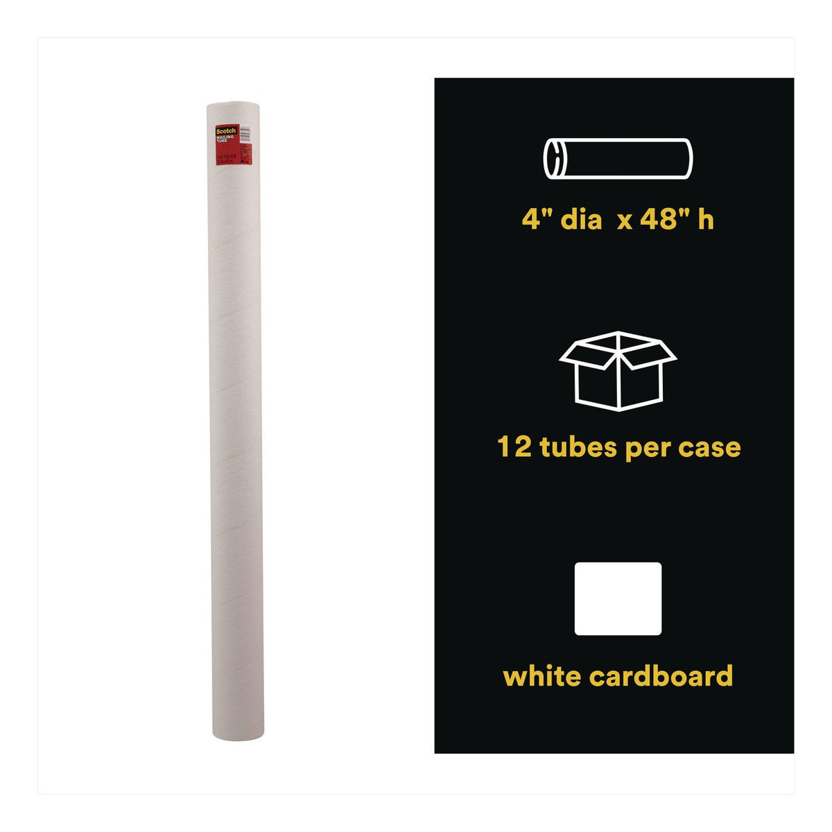 Scotch™ Mailing Tube, 48" Long, 4" Diameter, White, 12/Carton - Bloom Skins