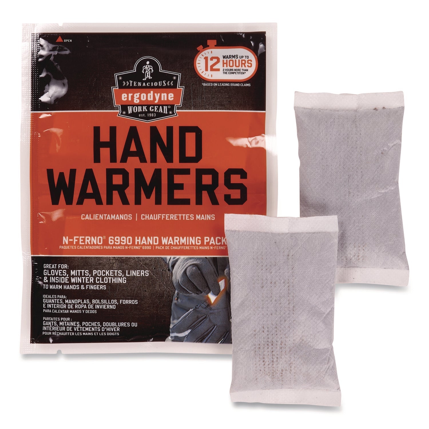 ergodyne® N-Ferno 6990 Hand Warming Packs, 40 Pairs, Individually Packaged - Bloom Skins