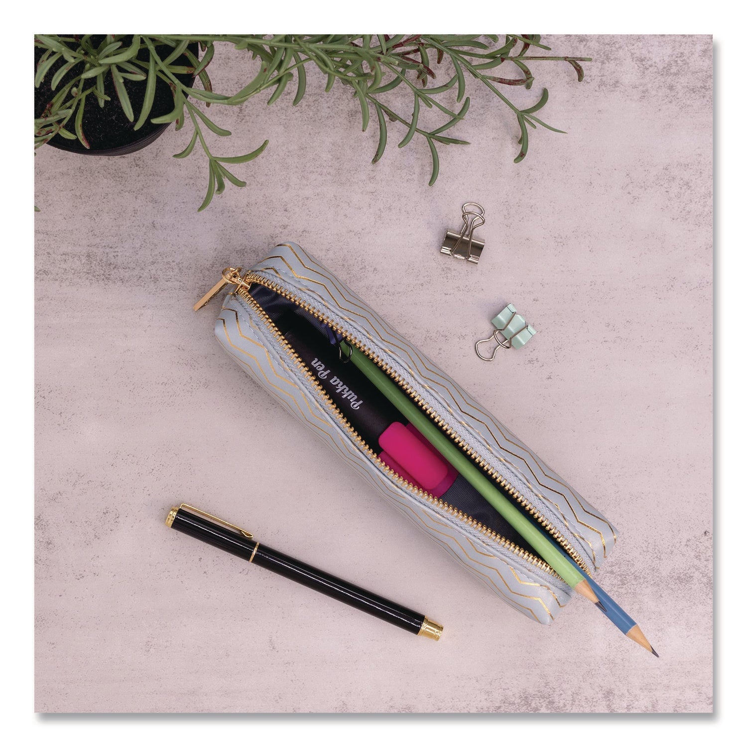 PUKKA PAD® Pencil Case, 8.07 x 2.36 x 2.55, Blue, 6/Pack