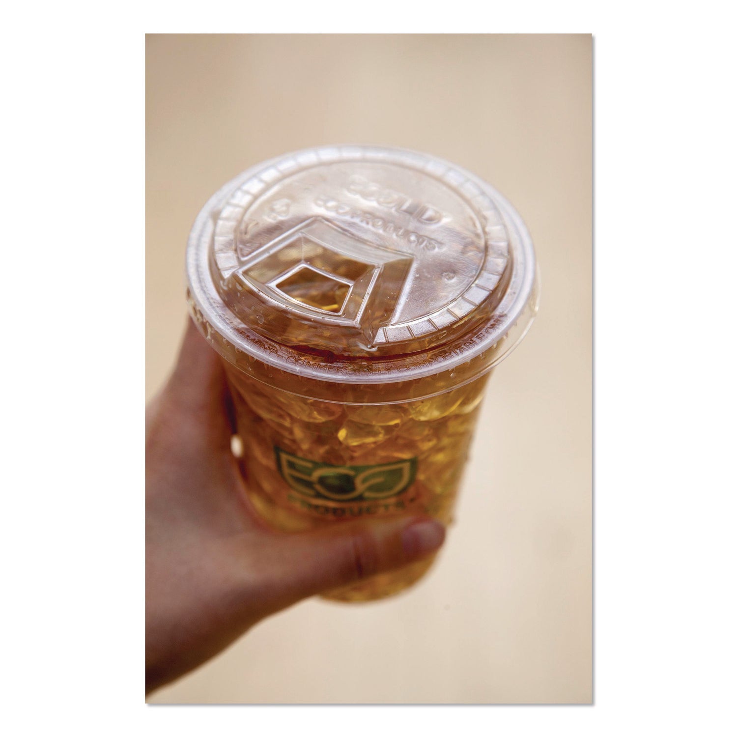 Eco-Products® GreenStripe Cold Cup Sip Lids, Fits 9 oz/12 oz to 24 oz Cold Cups, Plastic, Clear, 1,000/Carton