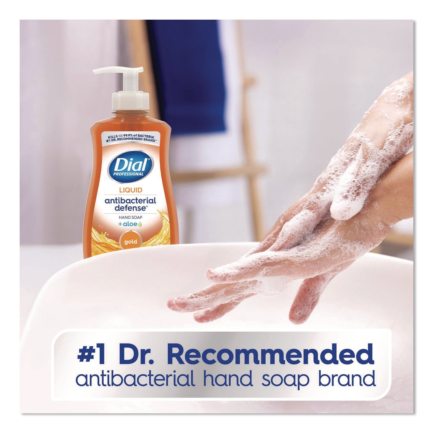 Dial® Professional Antibacterial Defense Gold Hand Soap + Aloe, Original, 11 oz Pump Bottle, 12/Carton