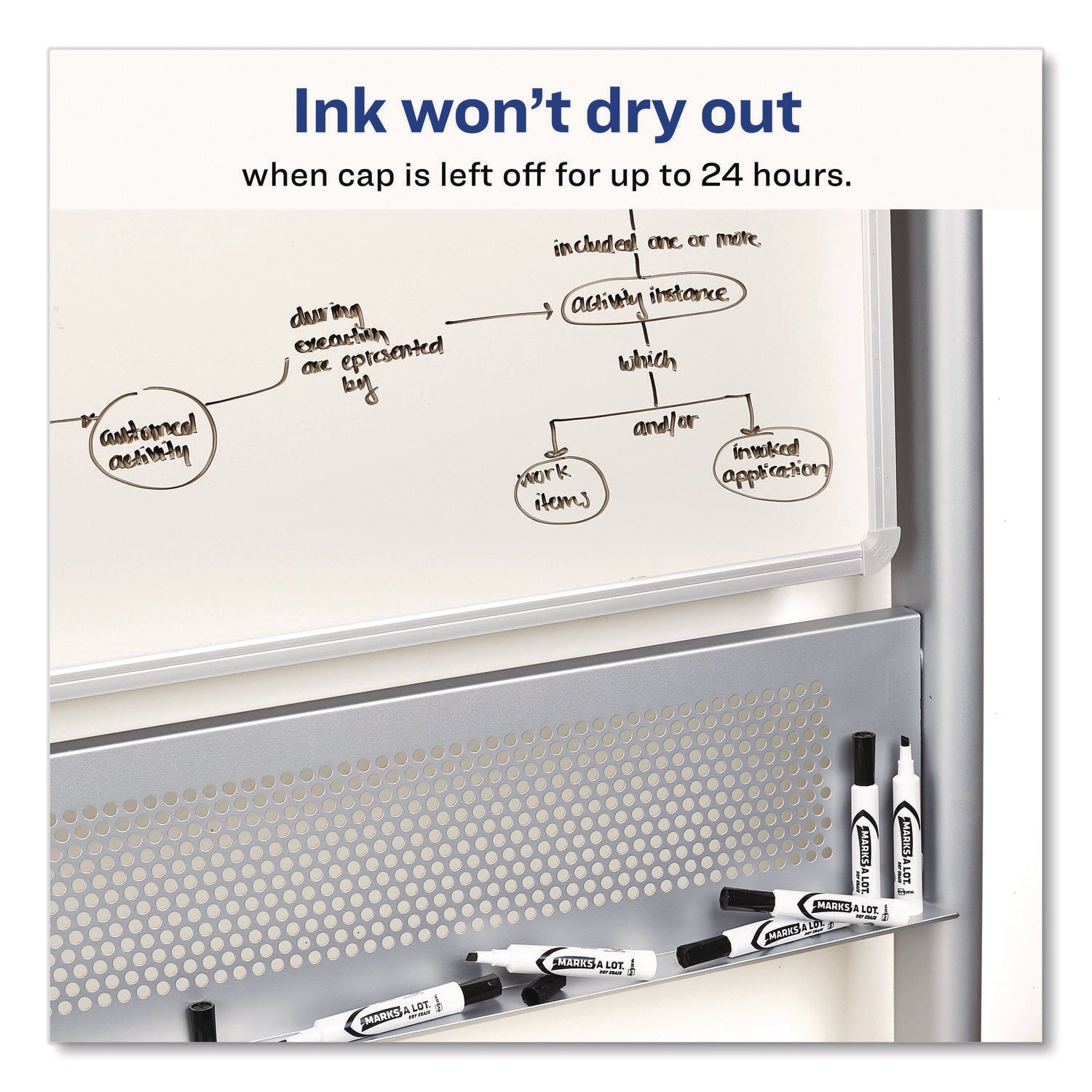 Avery® MARKS A LOT Desk-Style Dry Erase Markers, Broad Chisel Tip, Blue - Bloom Skins