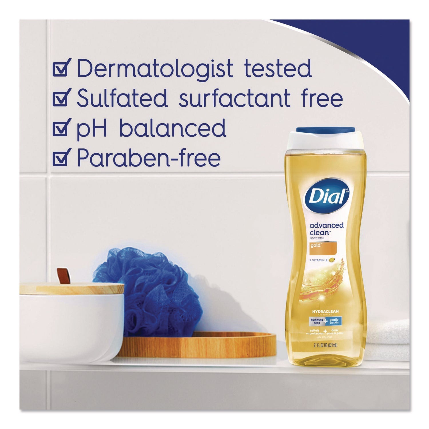 Dial® Body Wash Advanced Clean Gold, Original Gold, 16 oz, 6/Carton - Bloom Skins