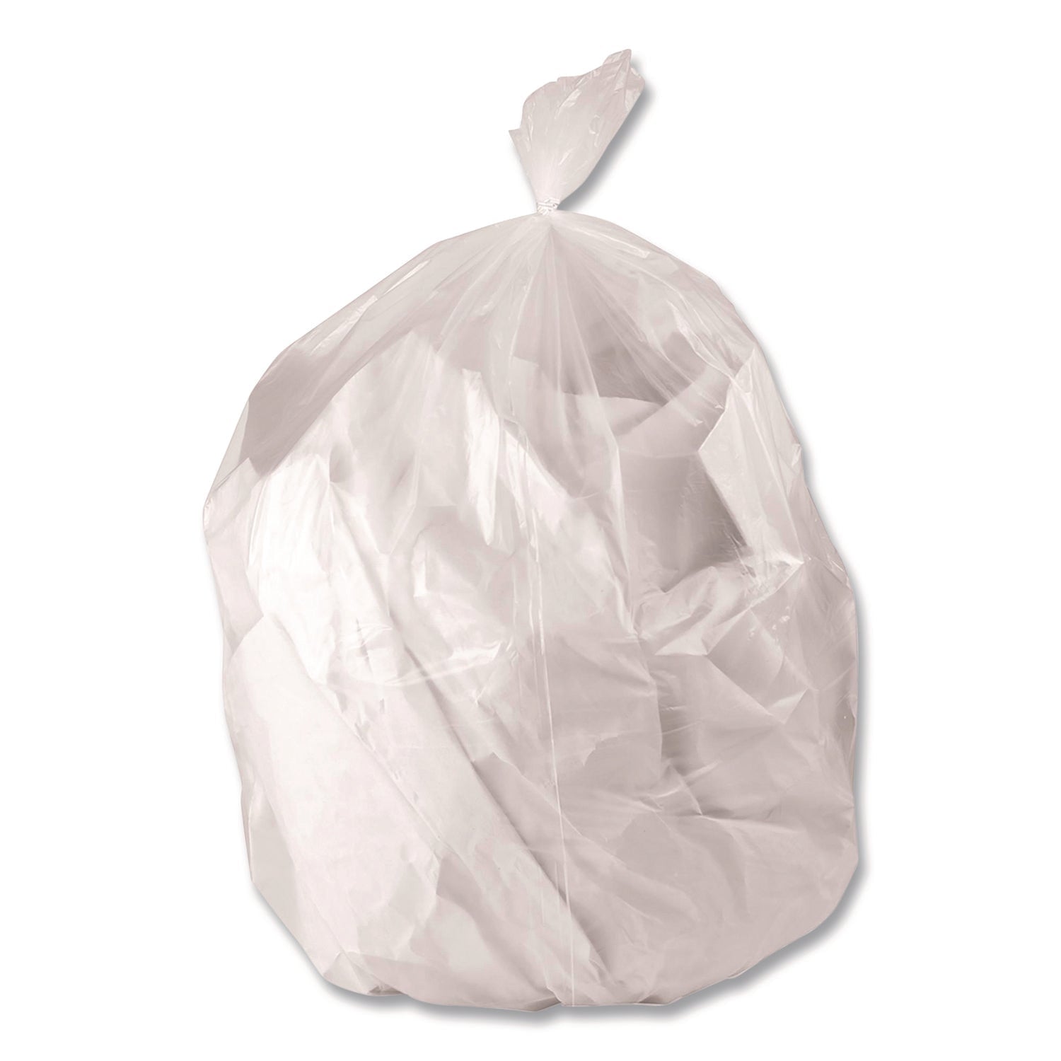 Boardwalk® Low-Density Waste Can Liners, 44 gal, 1.3 mil, 37 x 50, Clear, Perforated Roll, 100/Carton - Bloom Skins