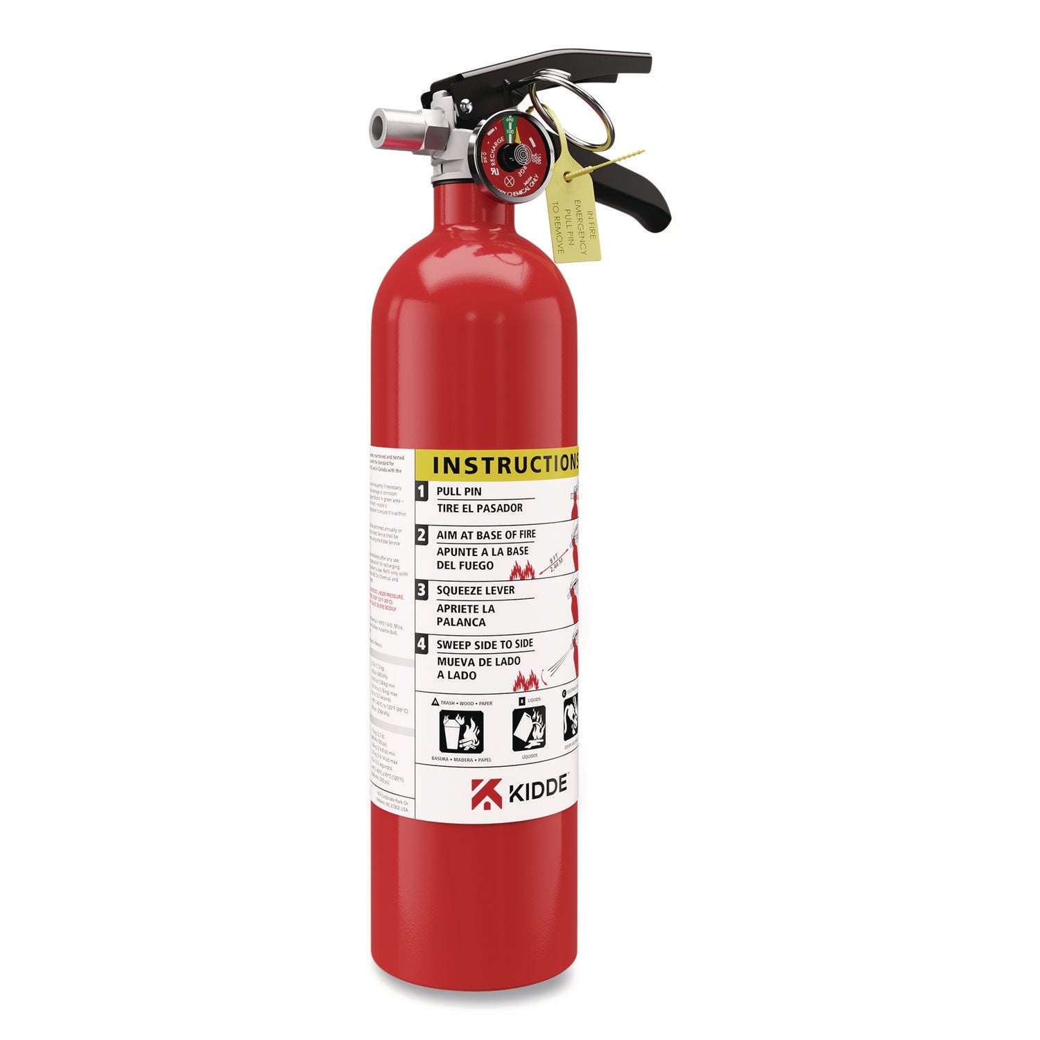 Kidde ProLine Dry-Chemical Commercial Fire Extinguisher, 1-A, 10-B:C