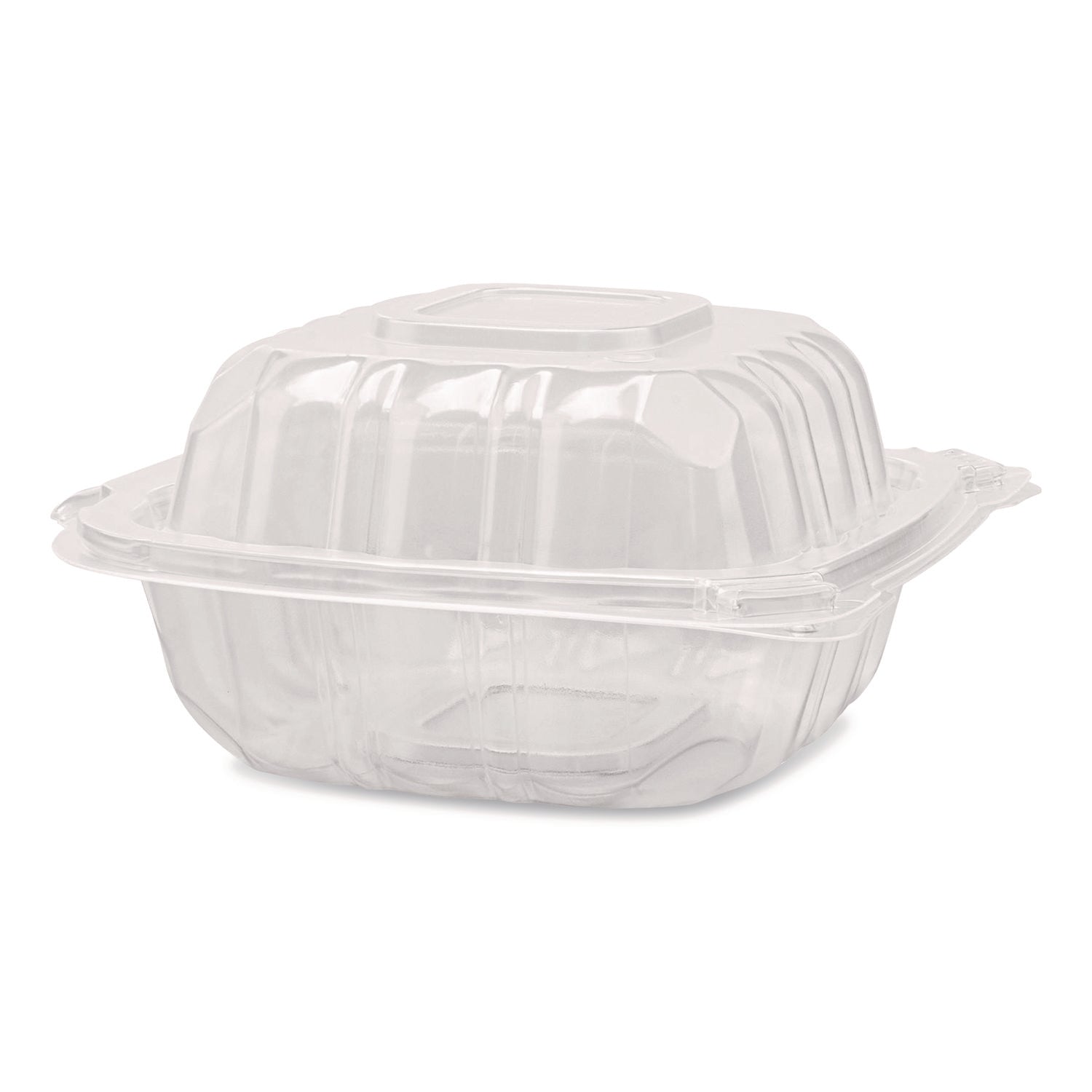 Karat® Polypropylene Plastic Hinged Container, 6 x 6 x 3.3, Clear, Plastic, 50/Pack, 6 Packs/Carton