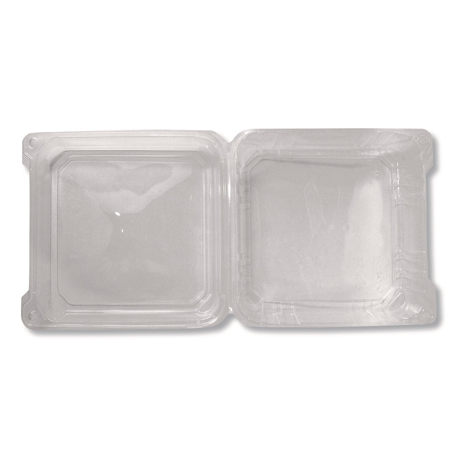 Karat® PET Plastic Hinged Container, 9 x 9 x 3.6, Clear, Plastic, 100/Pack, 2 Packs/Carton