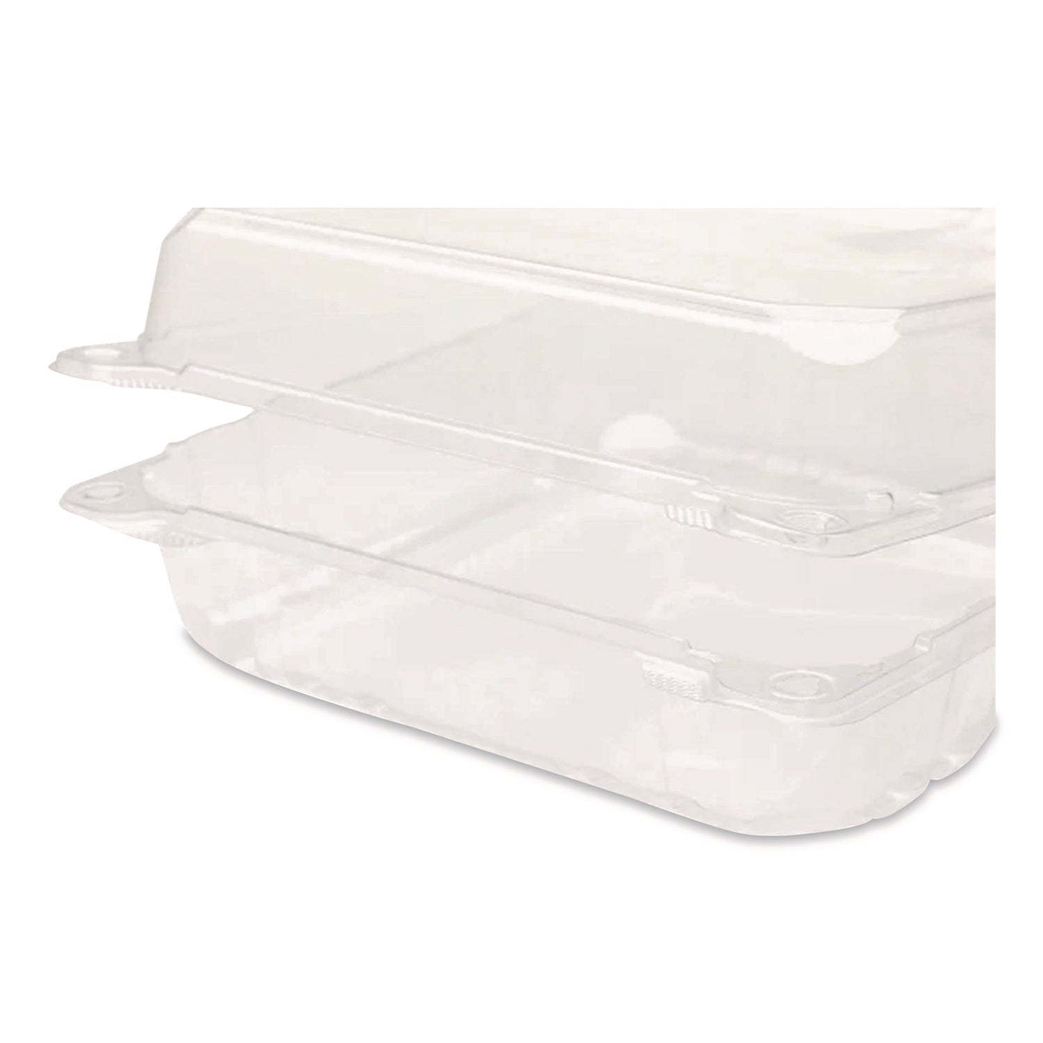 Karat® PET Plastic Hinged Container, 9 x 9 x 3.6, Clear, Plastic, 100/Pack, 2 Packs/Carton