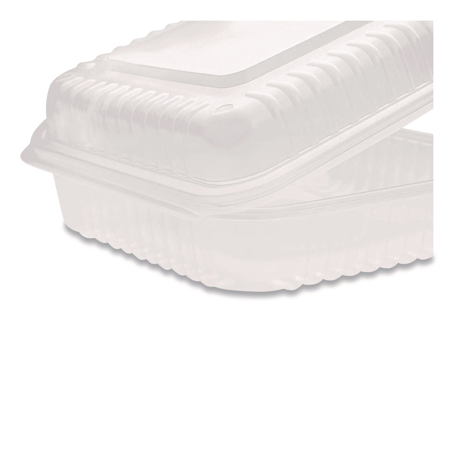 Karat® Polypropylene Plastic Hinged Container, 9.35 x 9.22 x 3.17, Clear, Plastic, 50/Pack, 4 Packs/Carton