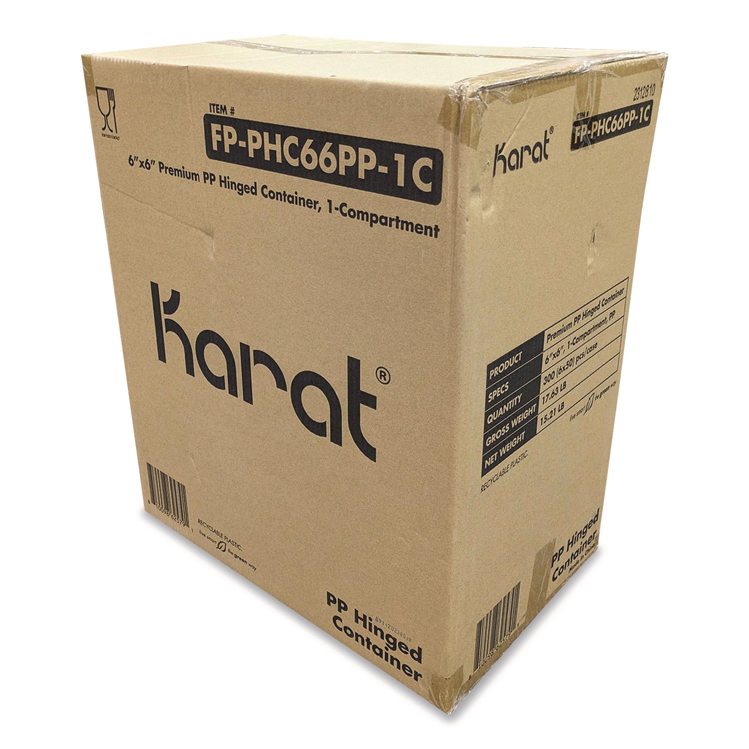 Karat® Polypropylene Plastic Hinged Container, 6 x 6 x 3, Black/Clear, Plastic, 50/Pack, 6 Packs/Carton - Bloom Skins