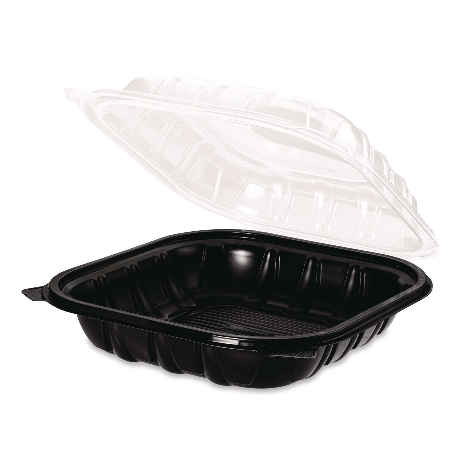 Karat® Polypropylene Plastic Hinged Container, 9 x 9 x 3, Black/Clear, Plastic, 50/Pack, 3 Packs/Carton