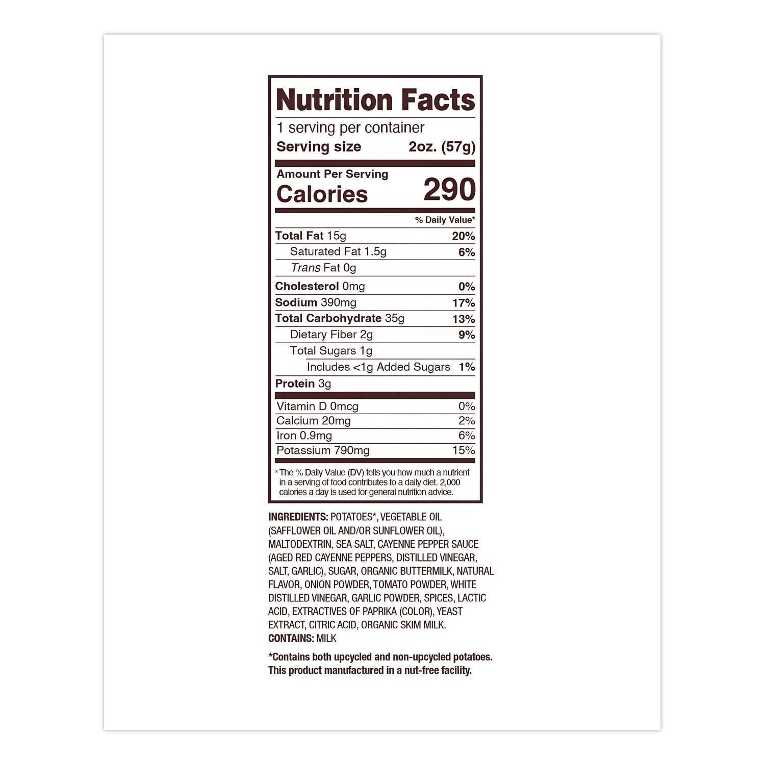 Uglies® Kettle Potato Chips, Buffalo Ranch, 2 oz Bags, 24/Carton