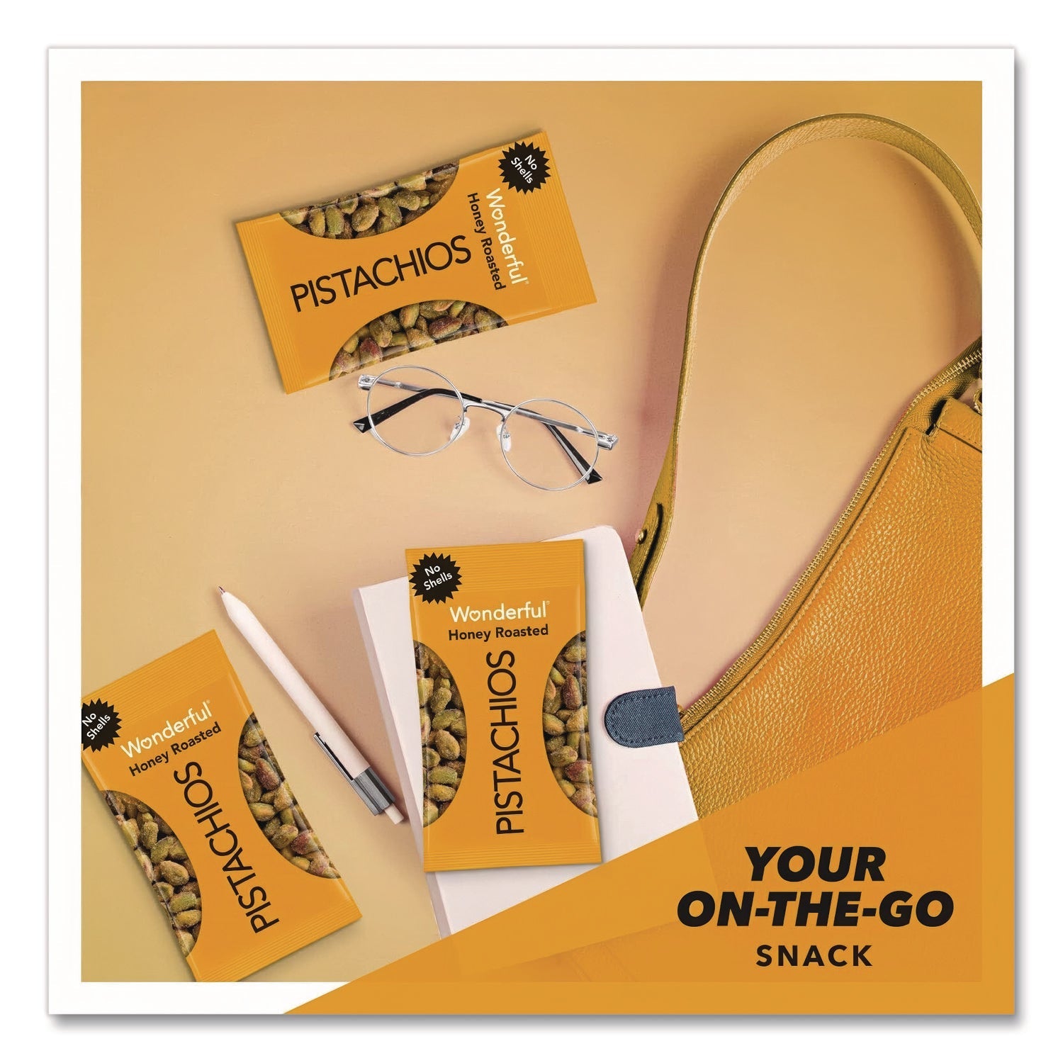 Wonderful® No Shells Honey Roasted Pistachios, 2.25 oz Bags, 8/Box