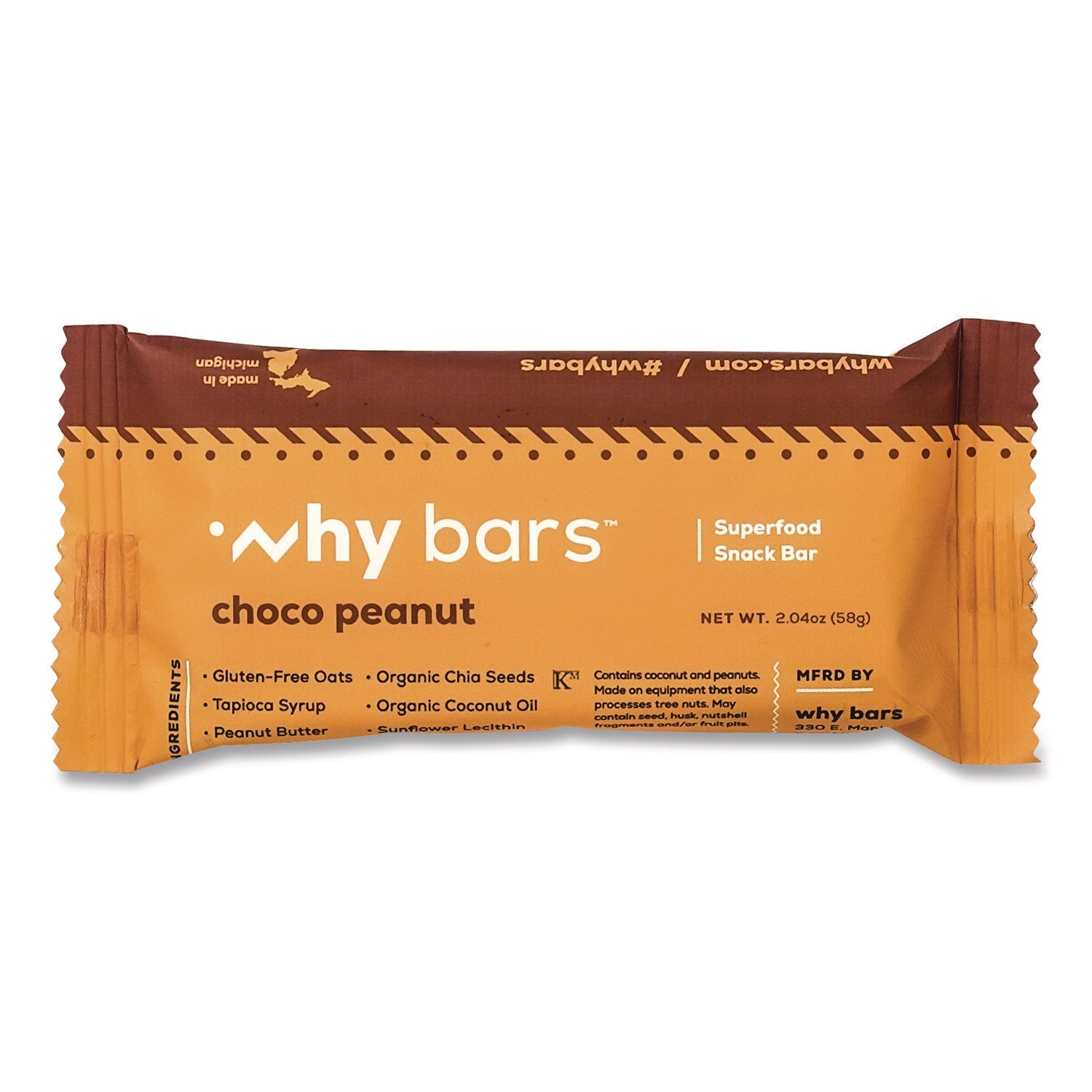 Why Bars™ Superfood Snack Bar, Choco Peanut, 2.04 oz Bar, 12/Box