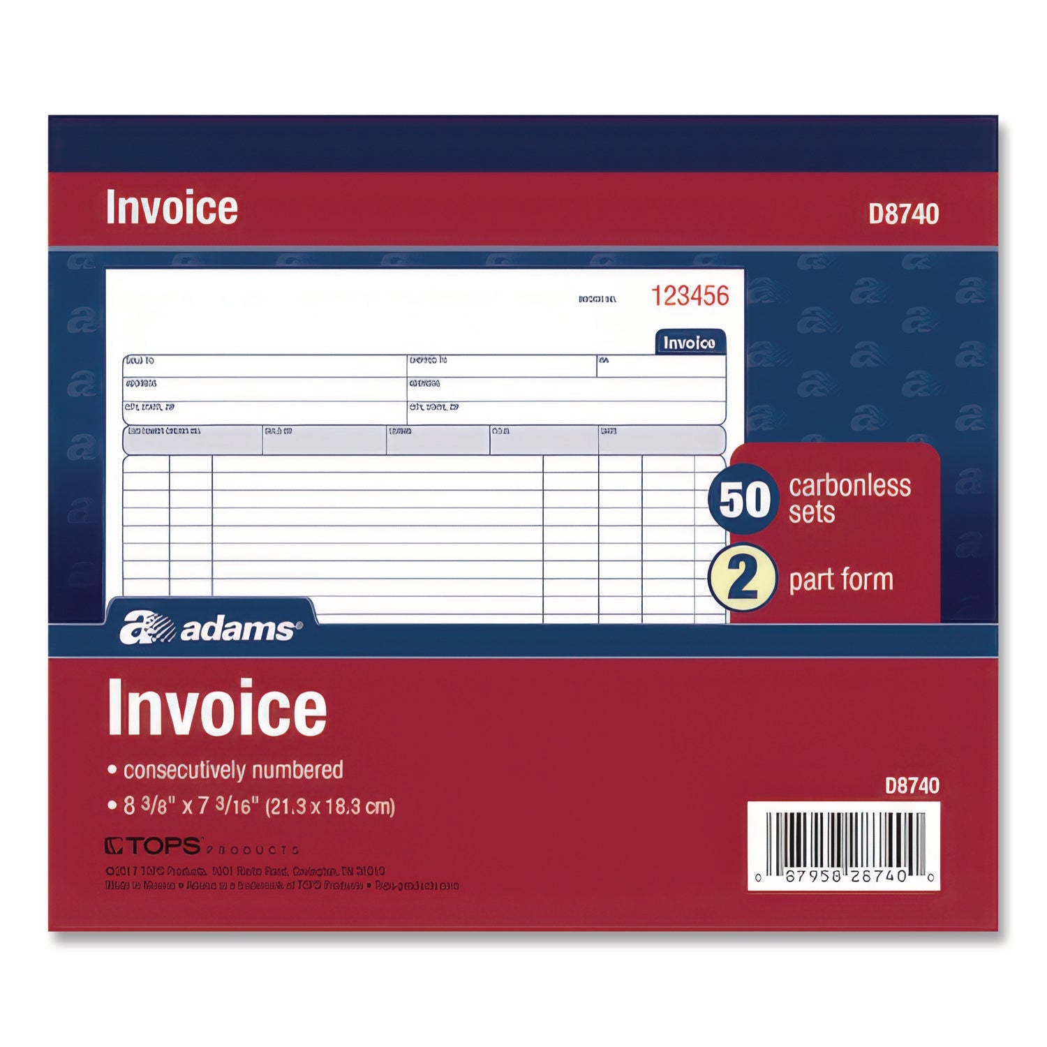 Adams® Multipart General-Purpose Invoice Pad, Two-Part Carbonless, 8.38 x 6.69, 50 Forms Total - Bloom Skins