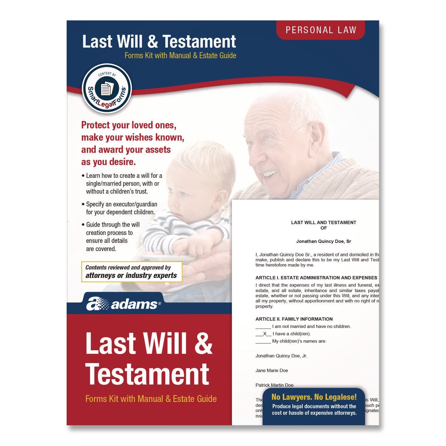 Adams® Last Will and Testament Digital Forms Kit with Manual and Estate Guide, Inkjet/Laser, 8.5 x 11, Unlimited Number of Forms