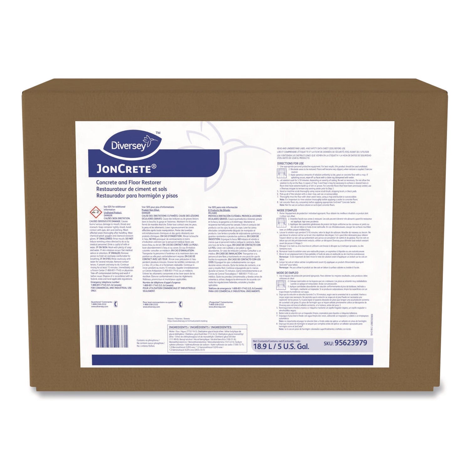 Diversey™ JonCrete Concrete and Floor Restorer, Fresh Scent, 5 gal Envirobox