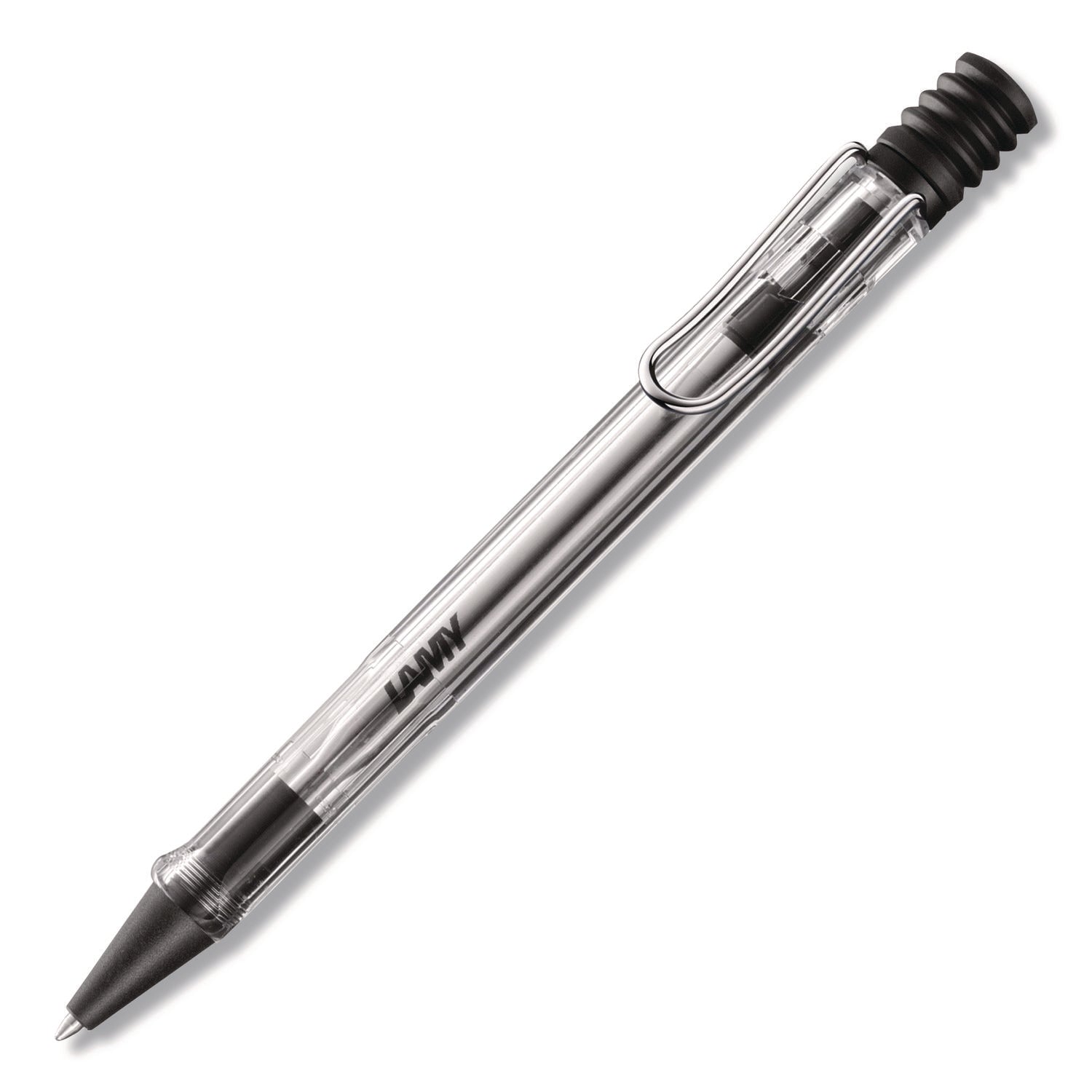 LAMY Vista Ballpoint Pen, Retractable, Medium, Black Ink, Clear/Black Barrel