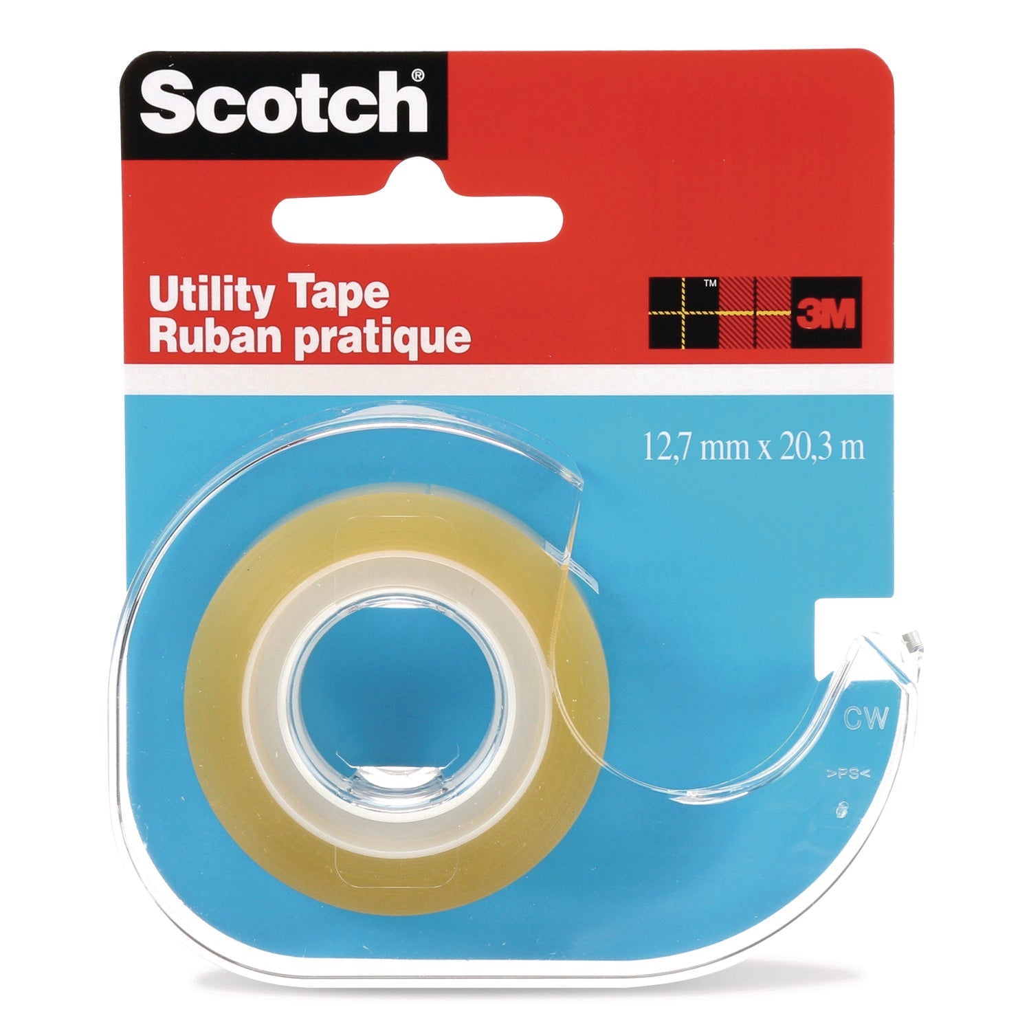 Scotch® Utility Tape in Handheld Dispenser, 1" Core, 0.5" x 22.22 yds, Clear
