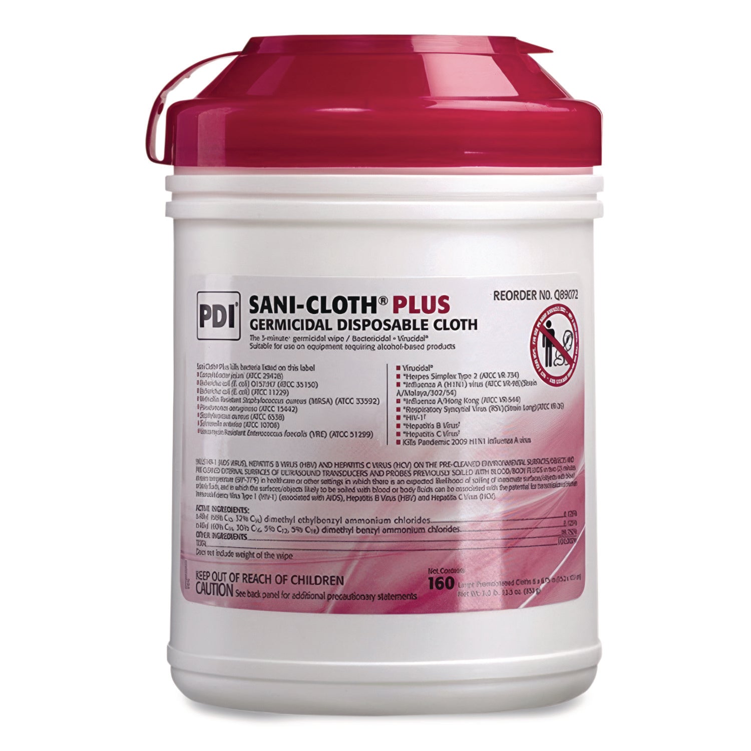 Sani Professional® PDI San-Cloth Plus Germicidal Disposable Cloth, 6 x 6.75, Unscented, White, 160/Pack