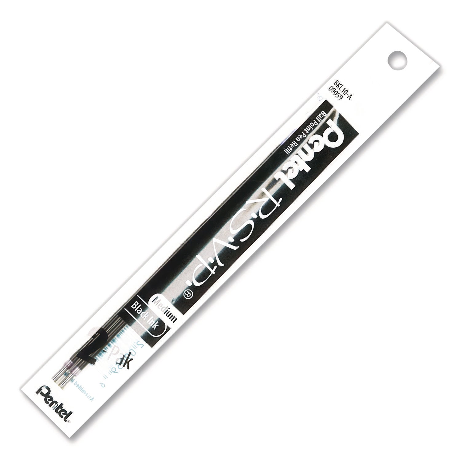 Pentel® Refill for Pentel R.S.V.P. Ballpoint Pens, Medium 1 mm Conical Tip, Black Ink, 2/Pack