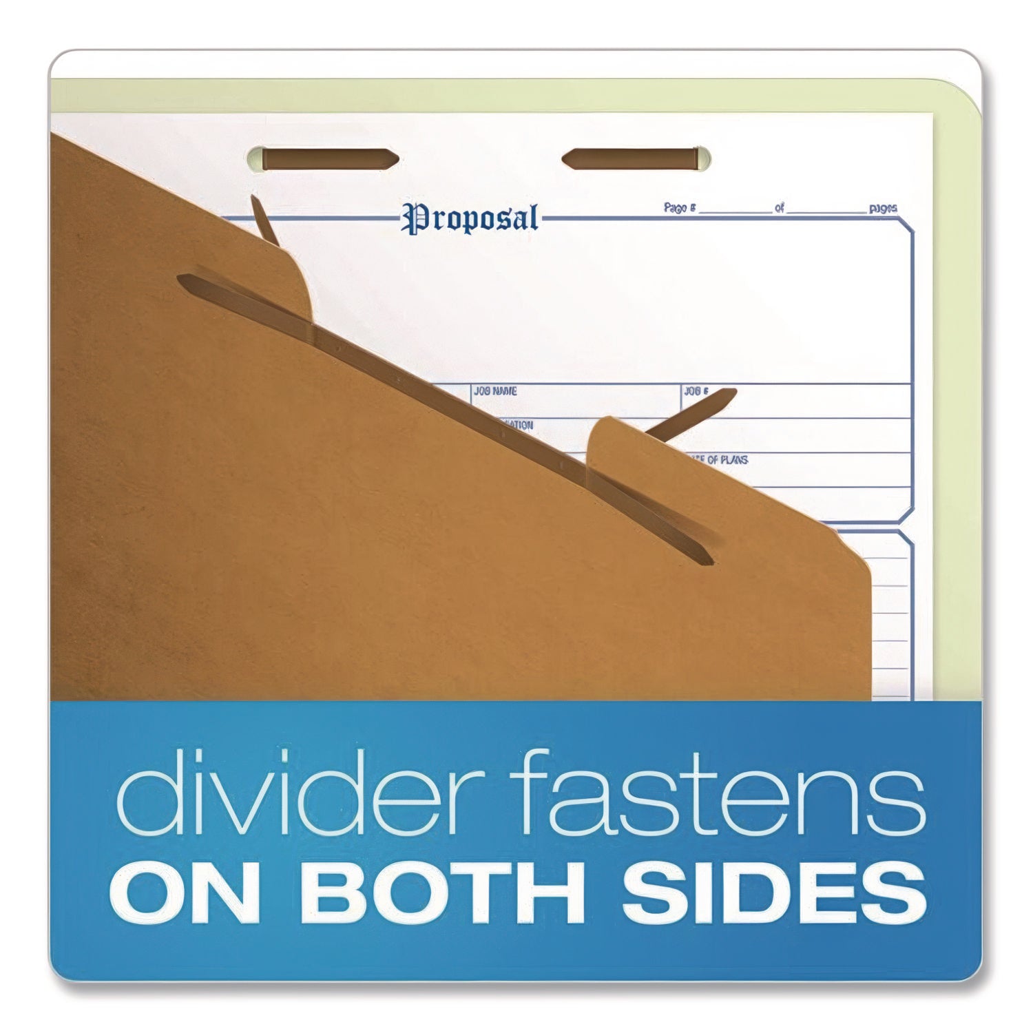 Pendaflex® Reinforced Pressboard Classification Folders, 1.75" Expansion, 1 Divider, 4 Fasteners, Letter Size, Green Exterior, 10/Box
