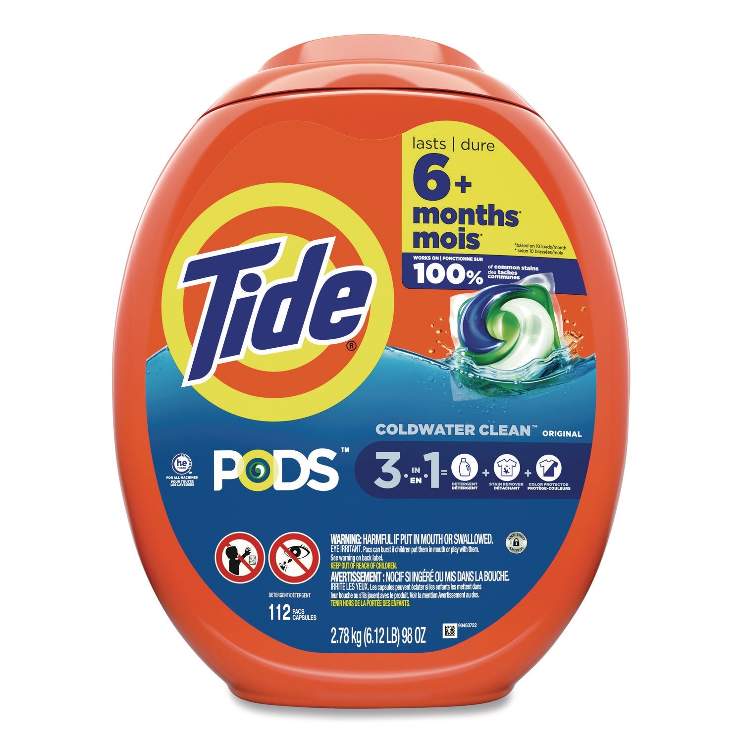 Tide® PODS Laundry Detergent, Pods, Tide Original, 112 Pods/Tub
