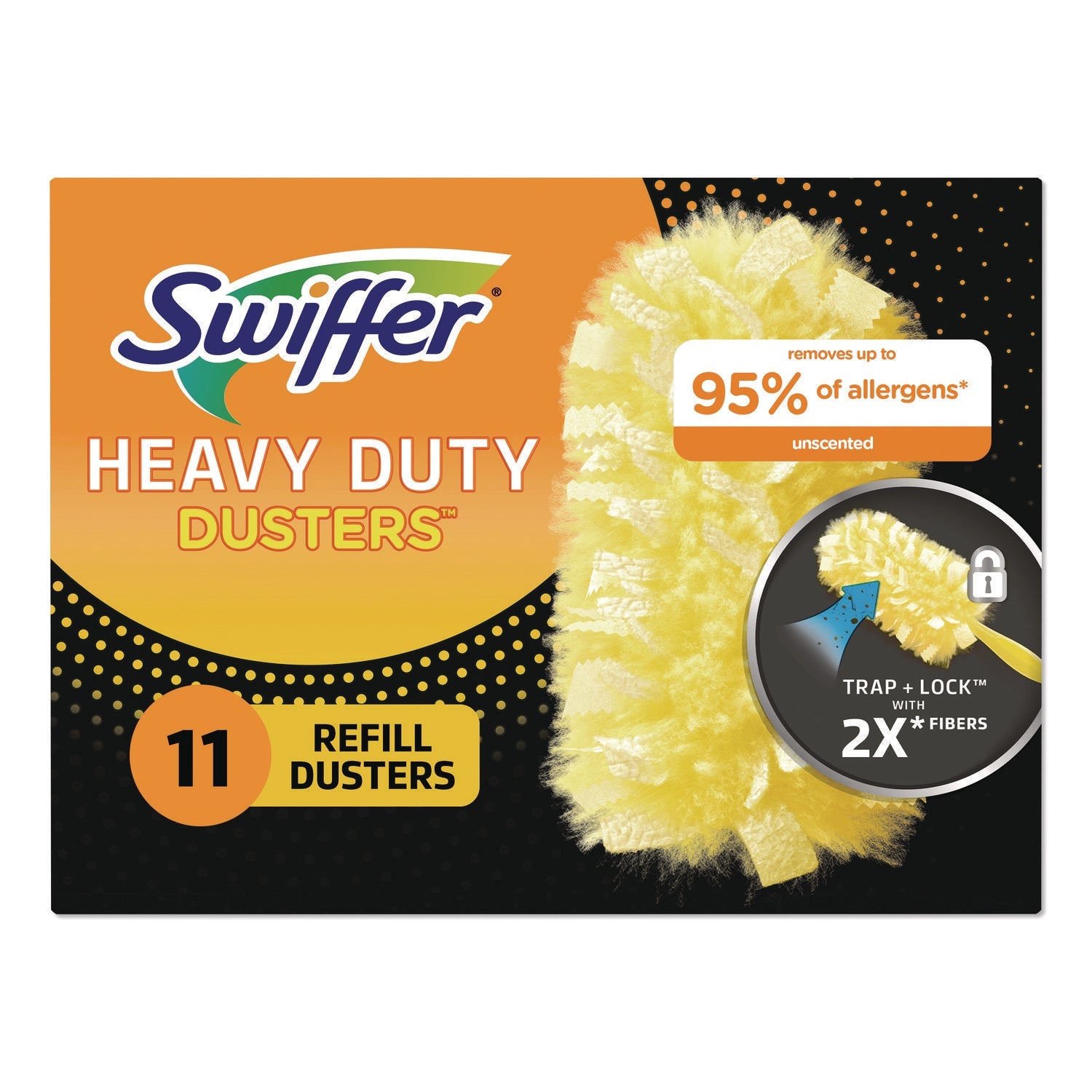 Swiffer® Heavy Duty Dusters Refill, Trap + Lock Fiber, Yellow, 11/Box