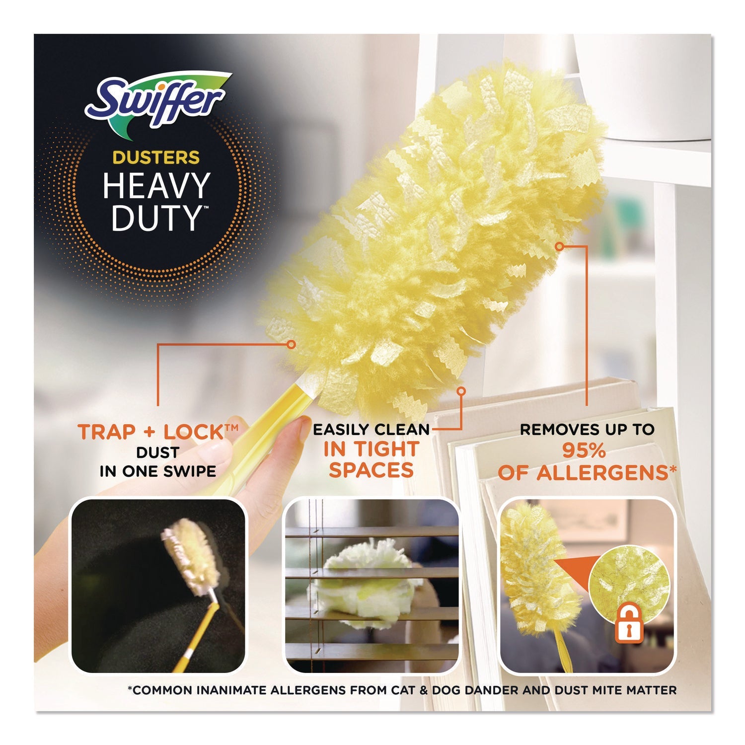 Swiffer® Heavy Duty Dusters Refill, Trap + Lock Fiber, Yellow, 11/Box