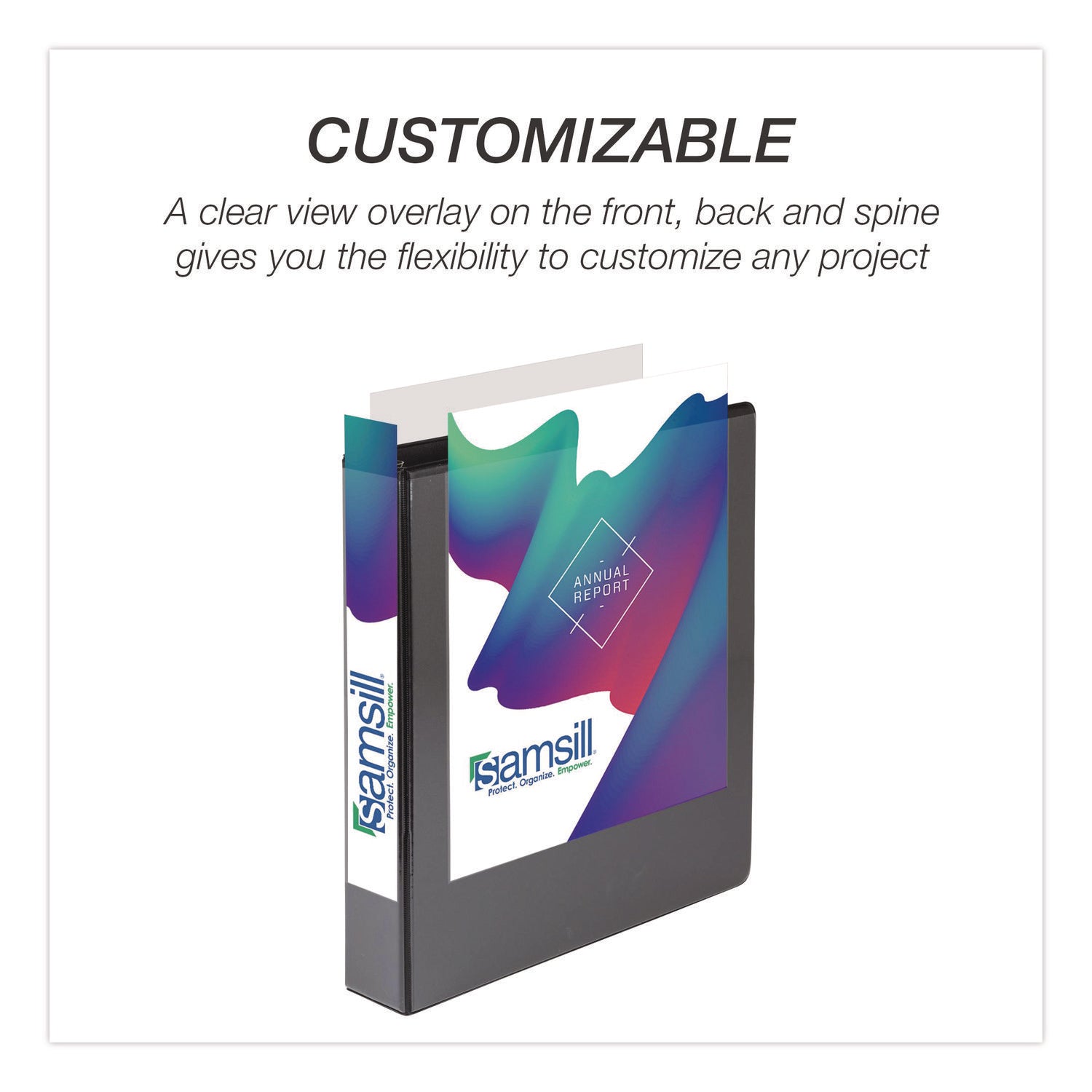 Samsill® Durable D-Ring View Binders, 3 Rings, 1.5" Capacity, 11.5" x 8.5", Black, 4/Pack