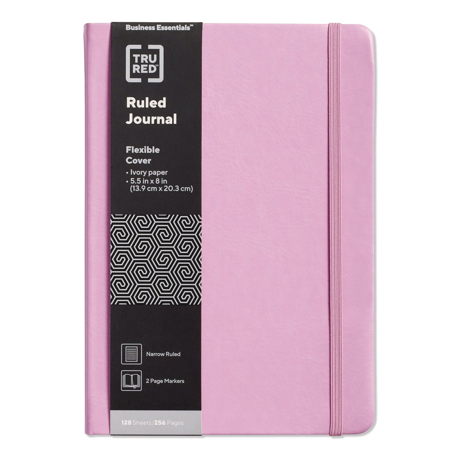 TRU RED™ Flexible-Cover Business Journal, Elastic Closure, 1-Subject, Narrow Rule, Mauve Cover, (128) 8 x 5.5 Sheets