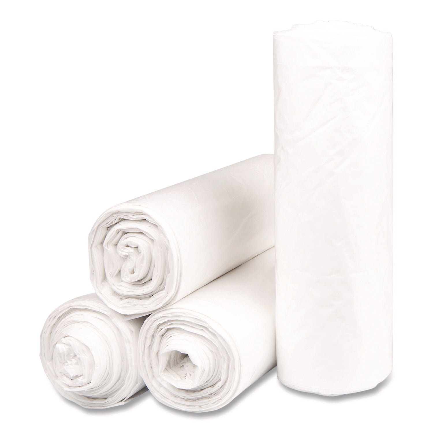 Inteplast Group Institutional Low-Density Can Liners, 45 gal, 1.15 mil, 40" x 46", Natural, Interleaved Roll, 20 Bags/Roll, 5 Rolls/Carton - Bloom Skins