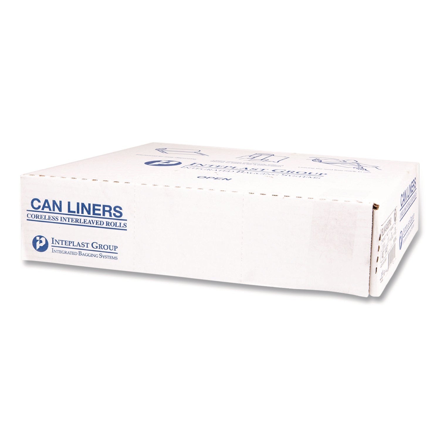 Inteplast Group Institutional Low-Density Can Liners, 45 gal, 1.15 mil, 40" x 46", Natural, Interleaved Roll, 20 Bags/Roll, 5 Rolls/Carton - Bloom Skins